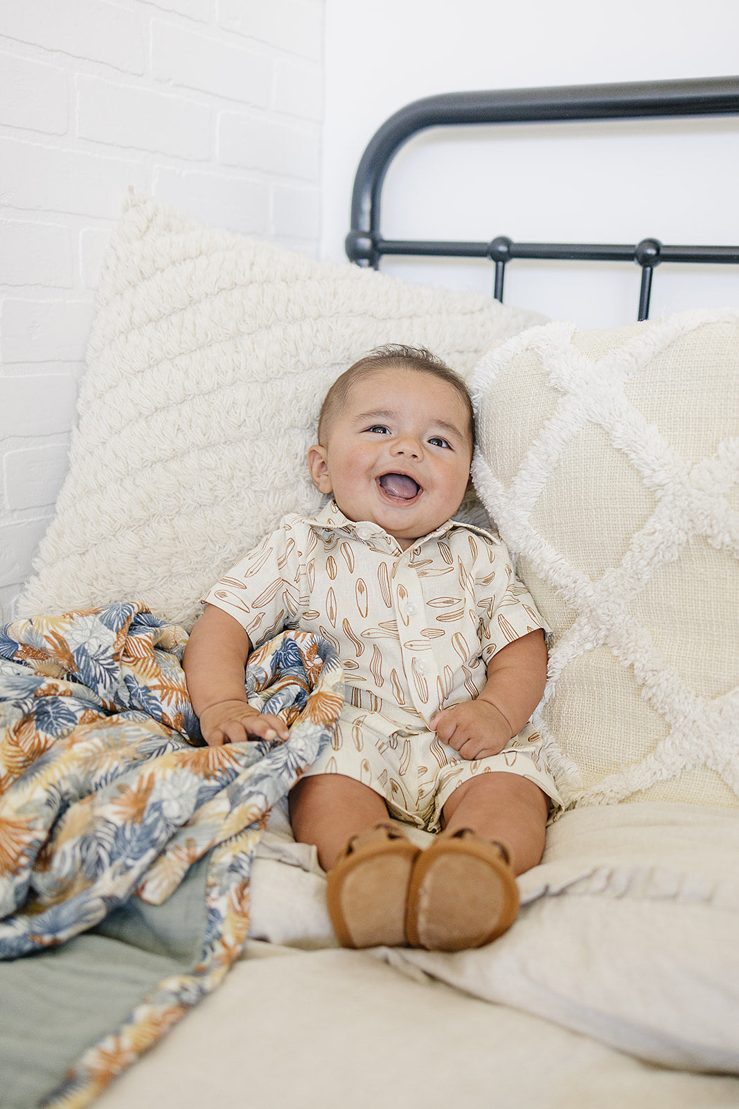 Surfboard Linen Cotton Shorts  Mebie Baby