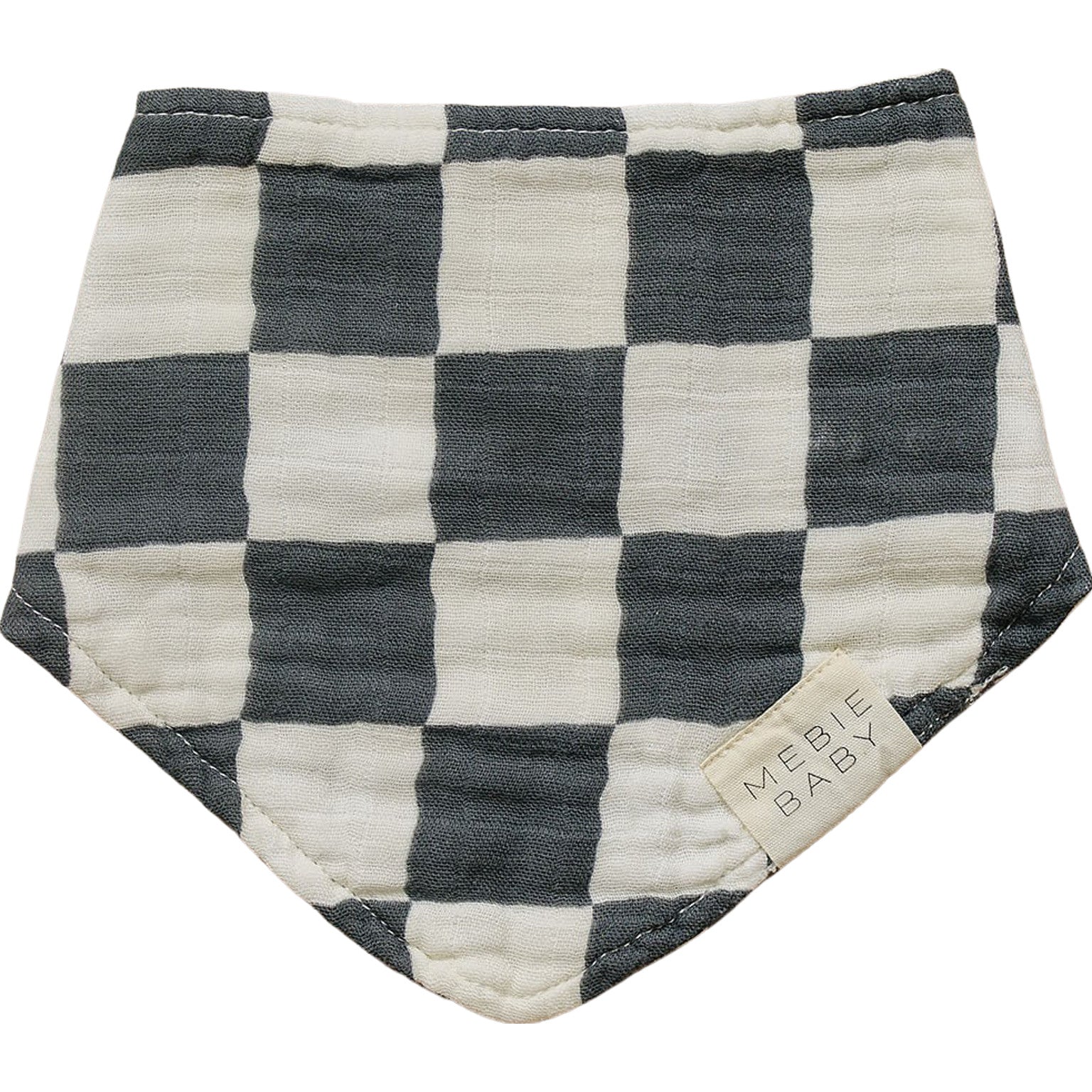 Charcoal Checkered Muslin Bib Mebie Baby