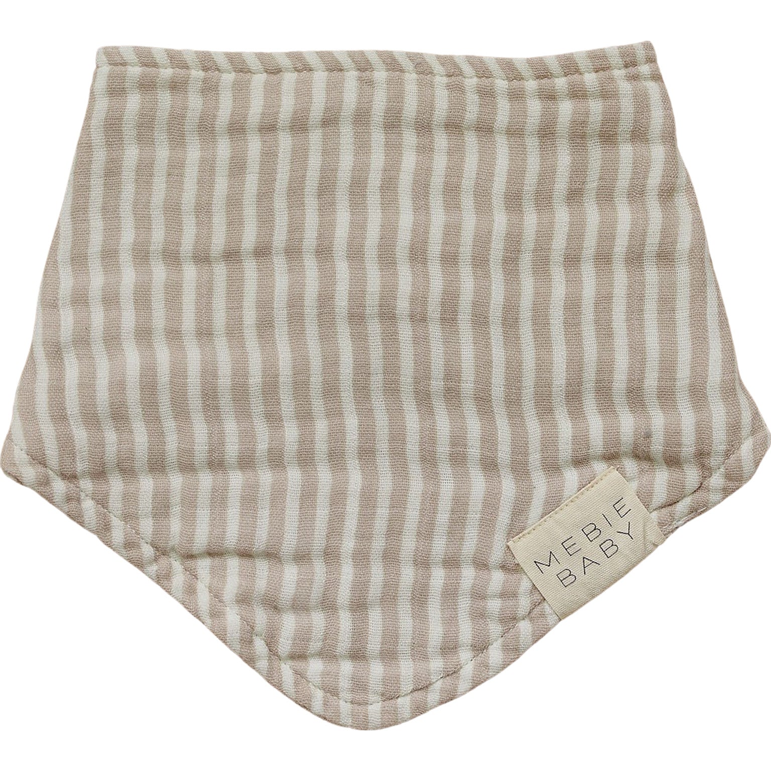 Taupe Stripe Muslin Bib  Mebie Baby
