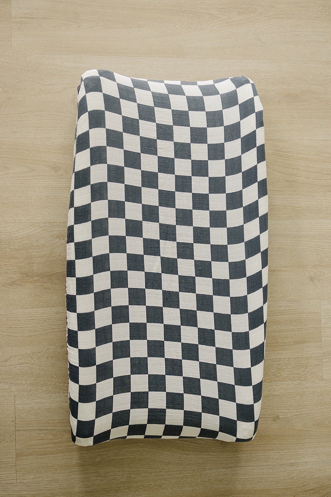 Charcoal Checkered Muslin Changing Pad Cover Mebie Baby