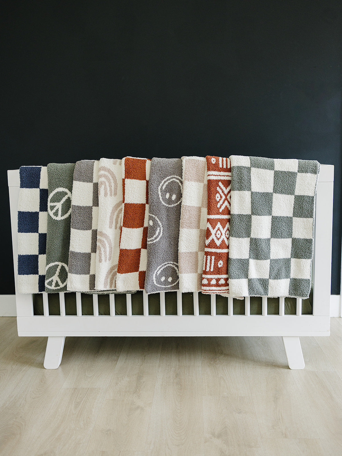 Navy Checkered Plush Blanket Mebie Baby
