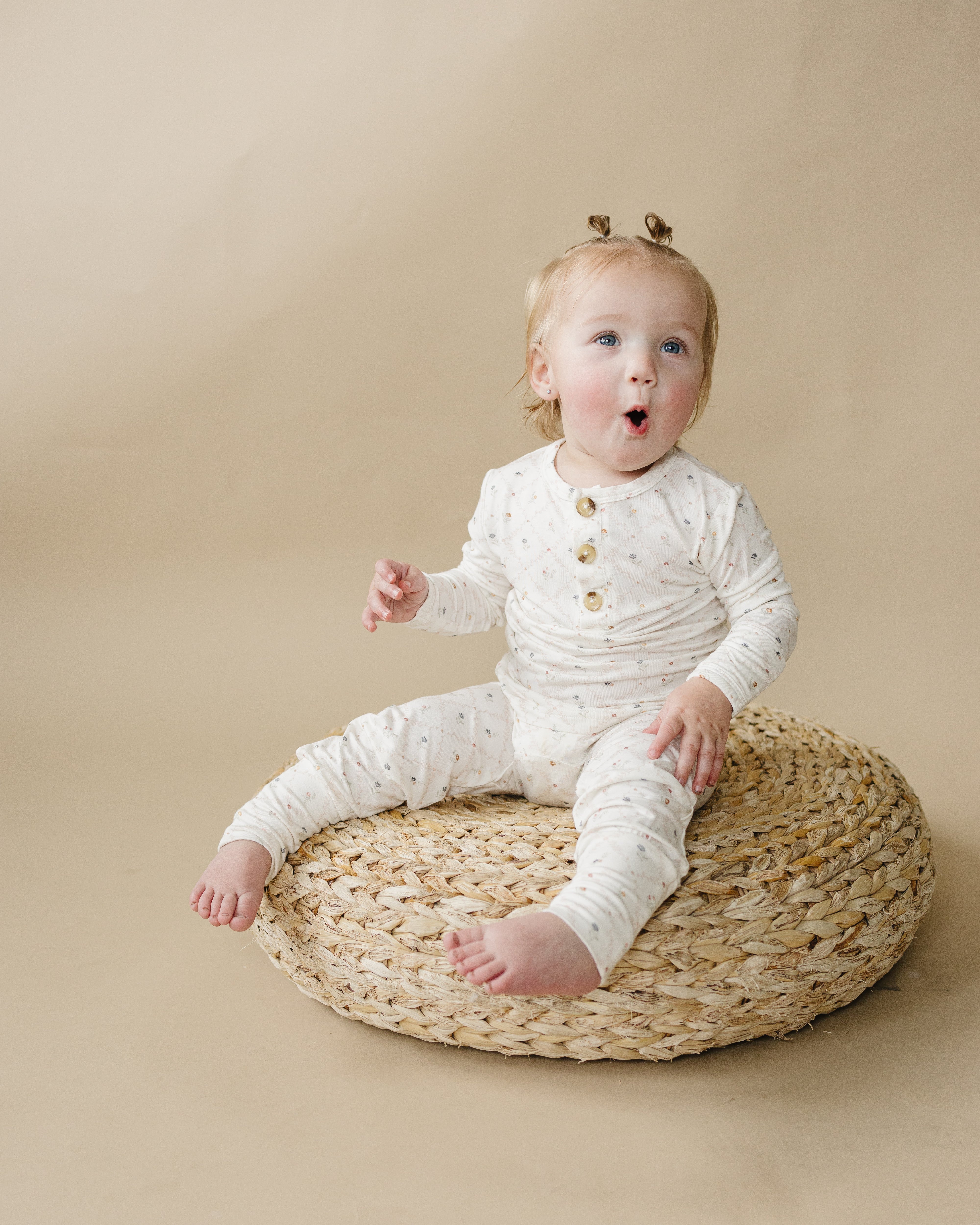 Vintage Blooms 2pc Henley Bamboo Pajamas - Sizes Newborn & Up!