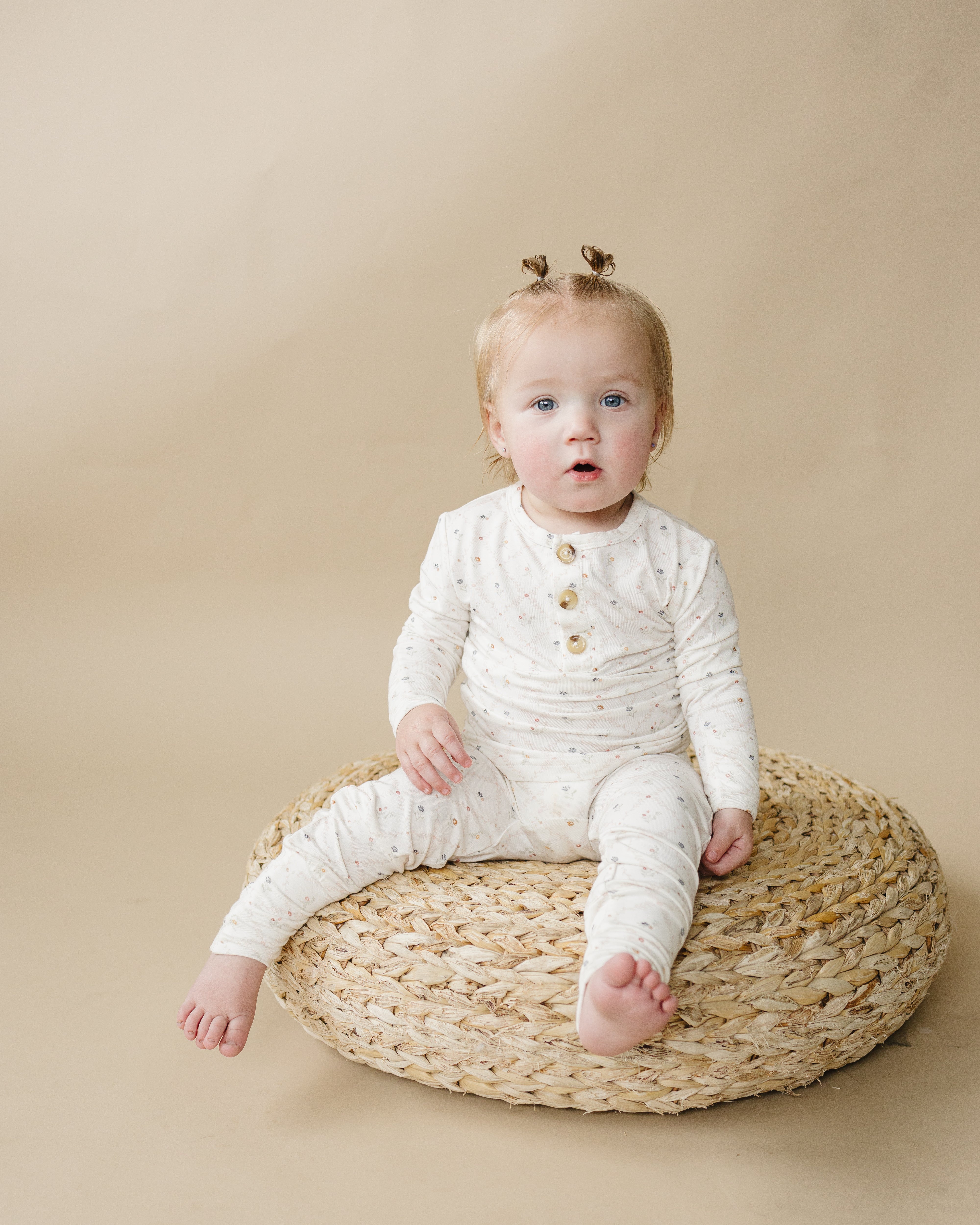 Vintage Blooms 2pc Henley Bamboo Pajamas - Sizes Newborn & Up!