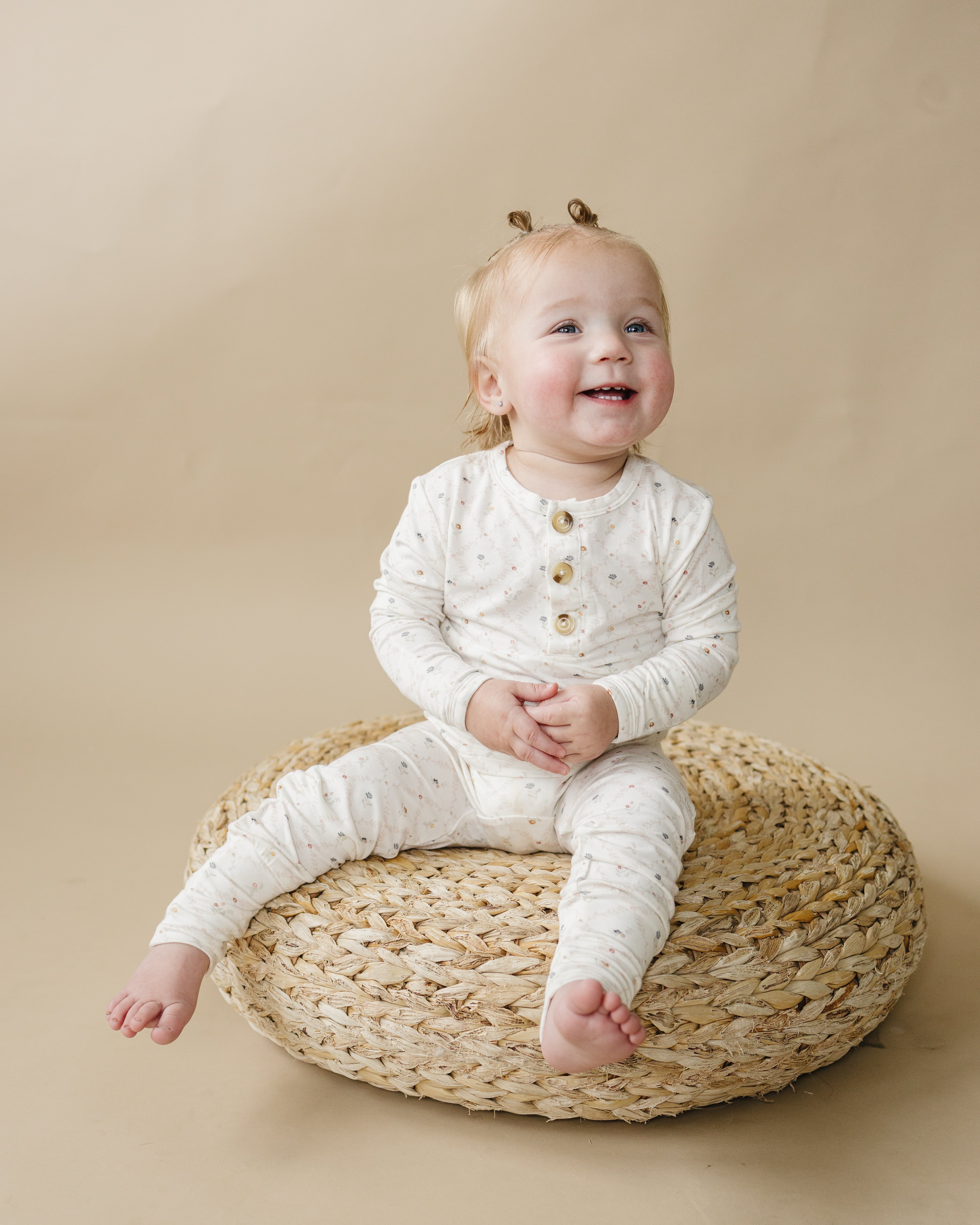 Vintage Blooms 2pc Henley Bamboo Pajamas - Sizes Newborn & Up!