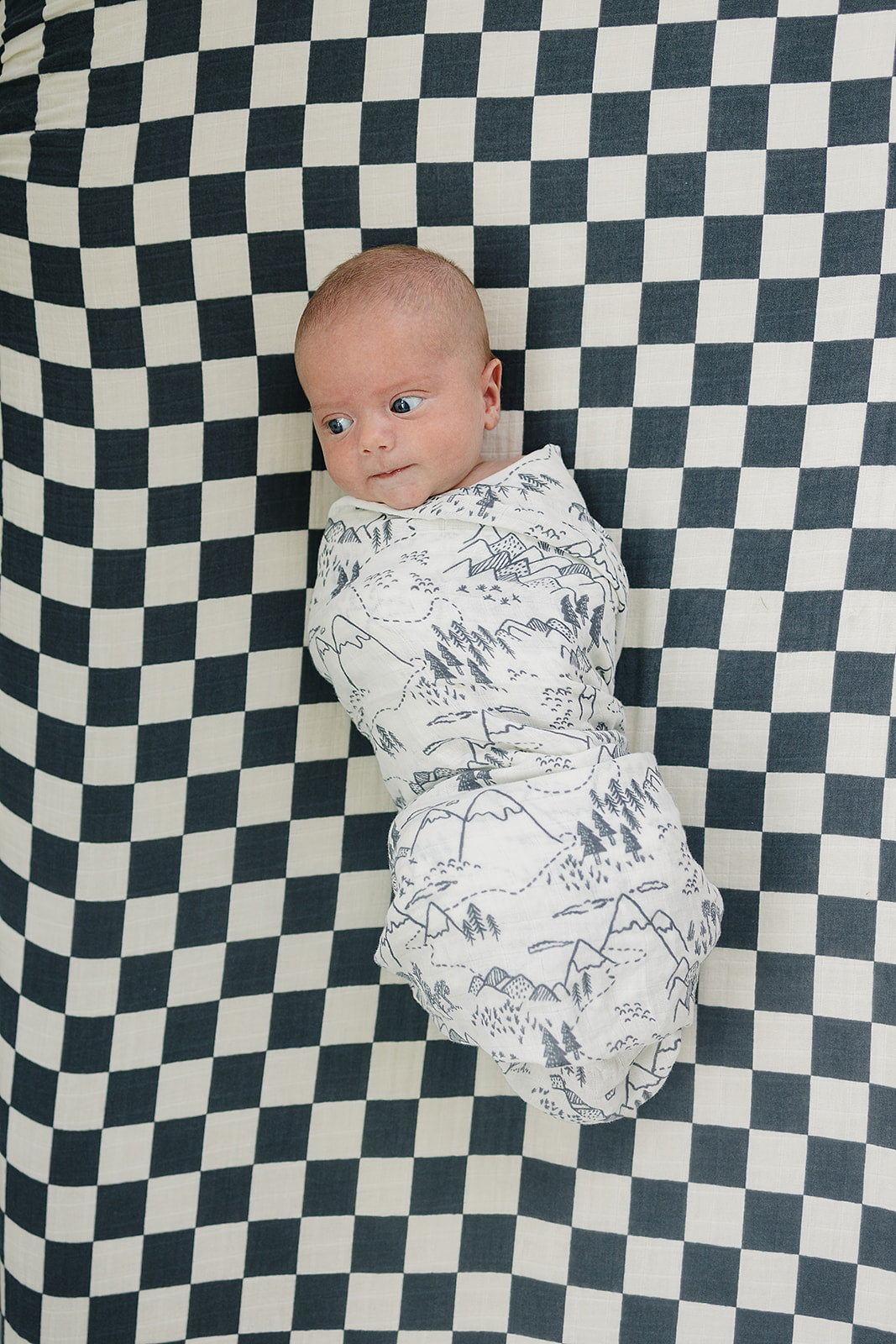 Charcoal Checkered Muslin Crib Sheet Mebie Baby