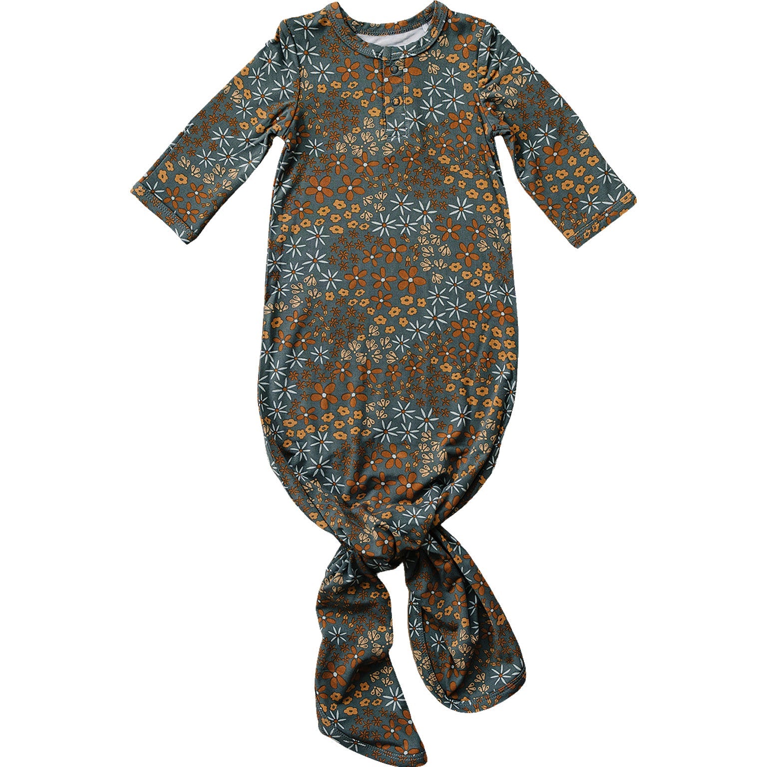 Navy Floral Bamboo Knot Gown  Mebie Baby