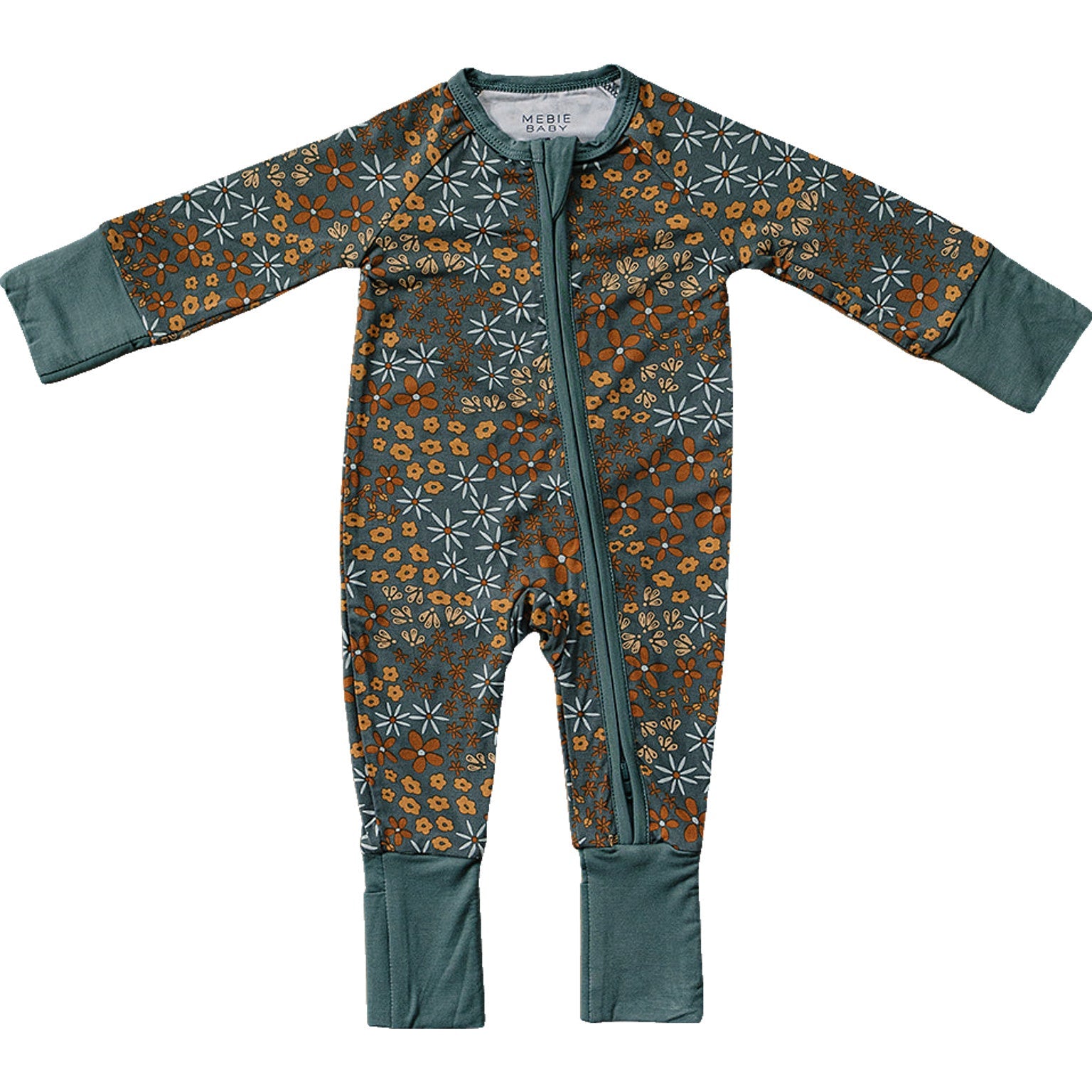 Navy Floral Bamboo Zipper Mebie Baby
