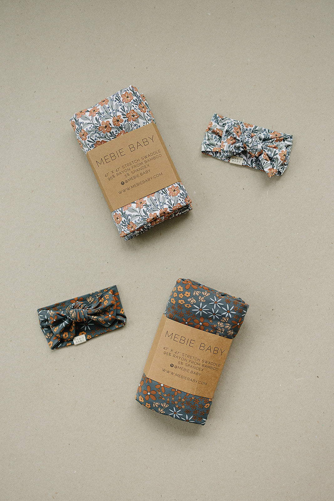 Navy Floral Bamboo Head Wrap  Mebie Baby