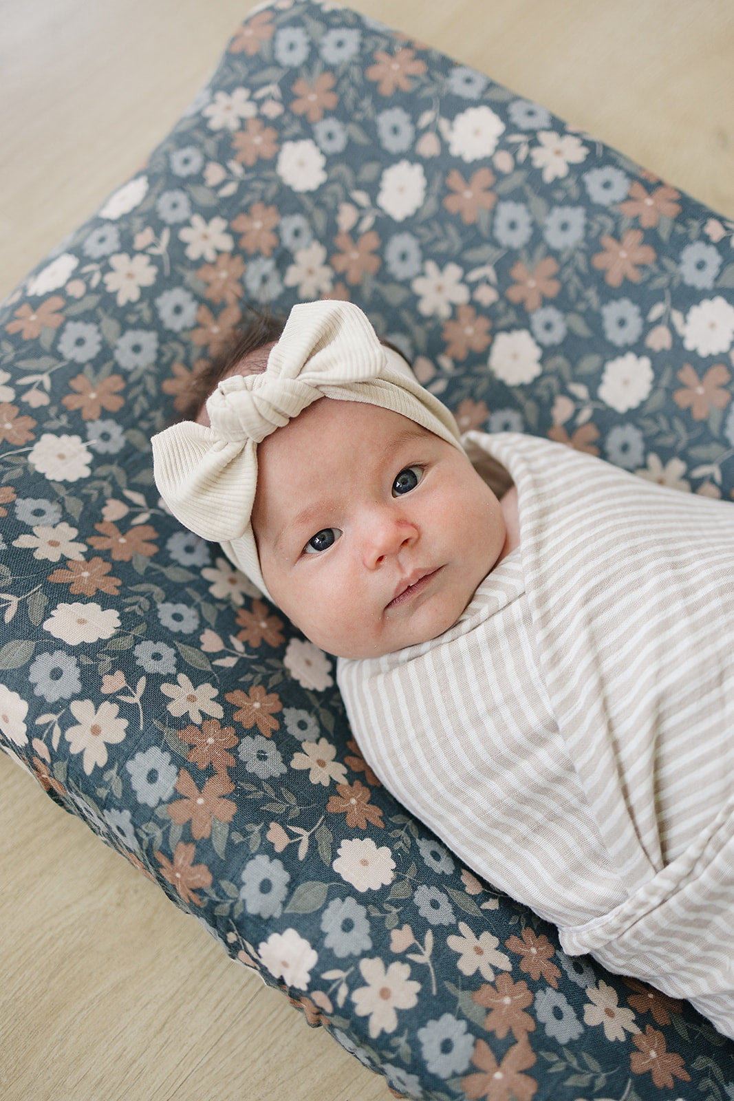 Midnight Floral Print Muslin Changing Pad Cover Mebie Baby