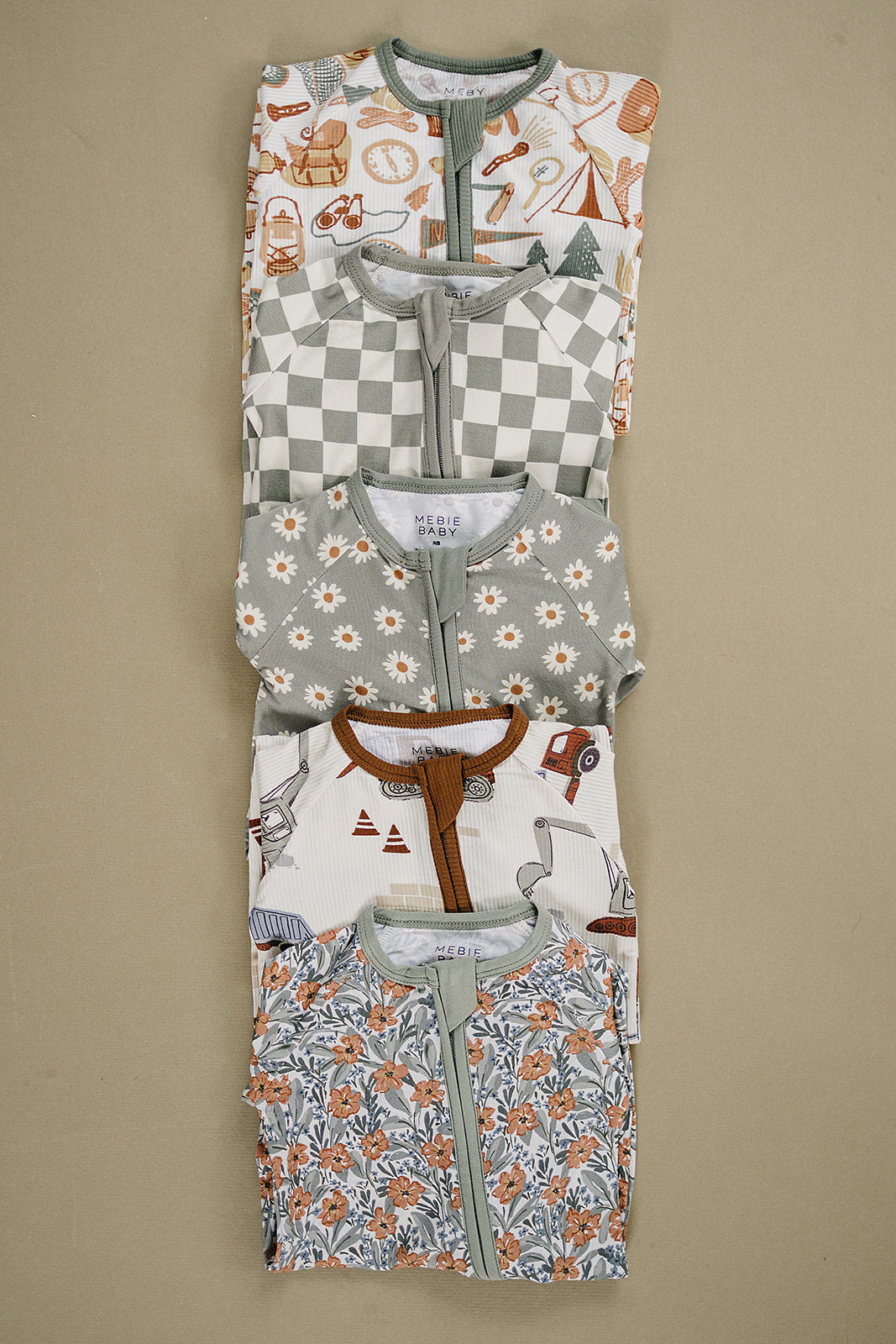 Light Green Checkered Bamboo Zipper