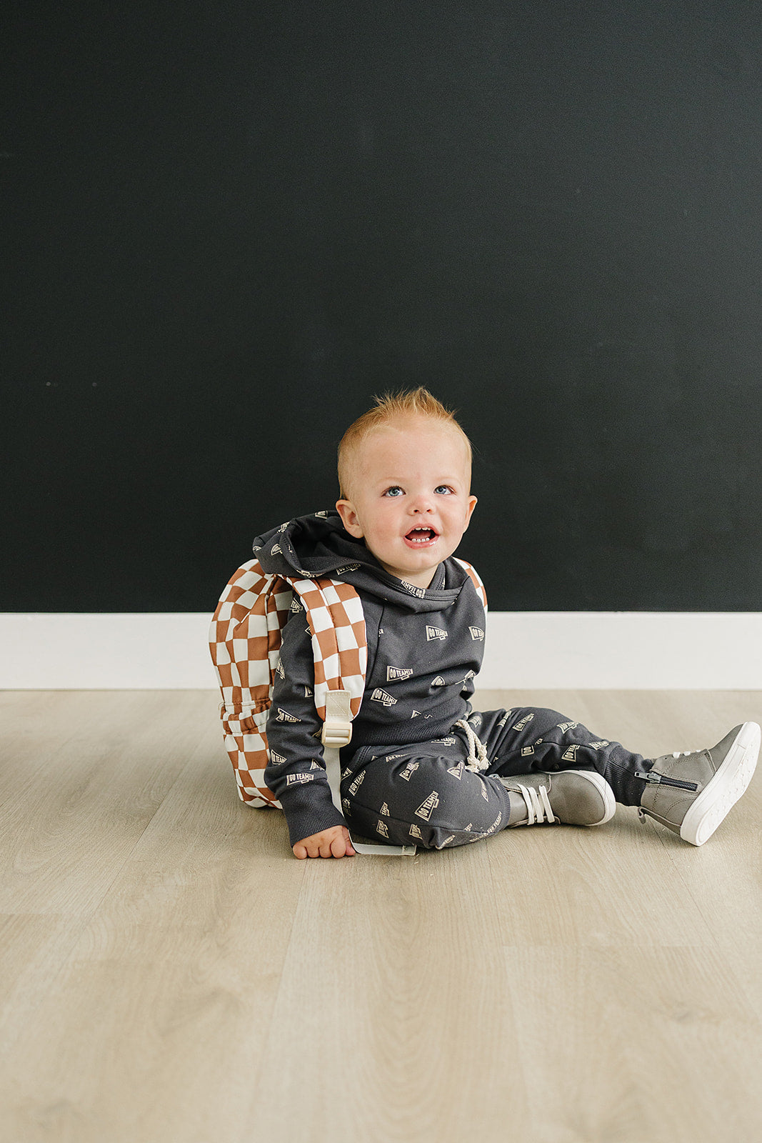 Rust Wavy Checkered Mini Backpack  Mebie Baby