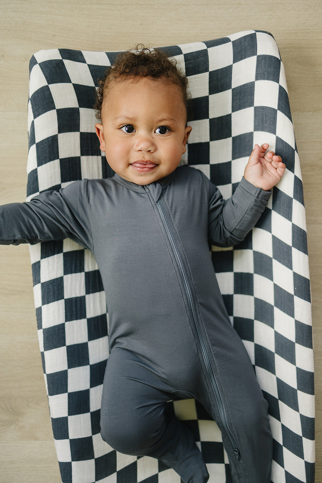 Charcoal Checkered Muslin Changing Pad Cover Mebie Baby