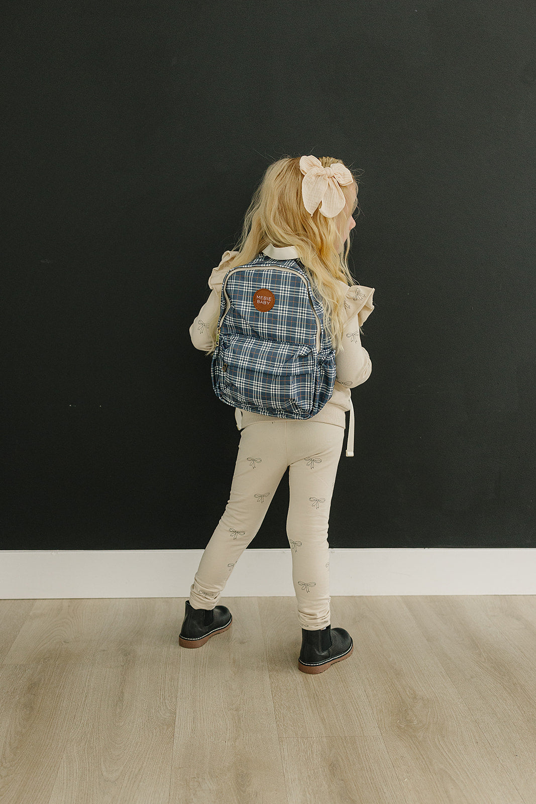 Navy Plaid Mini Backpack  Mebie Baby