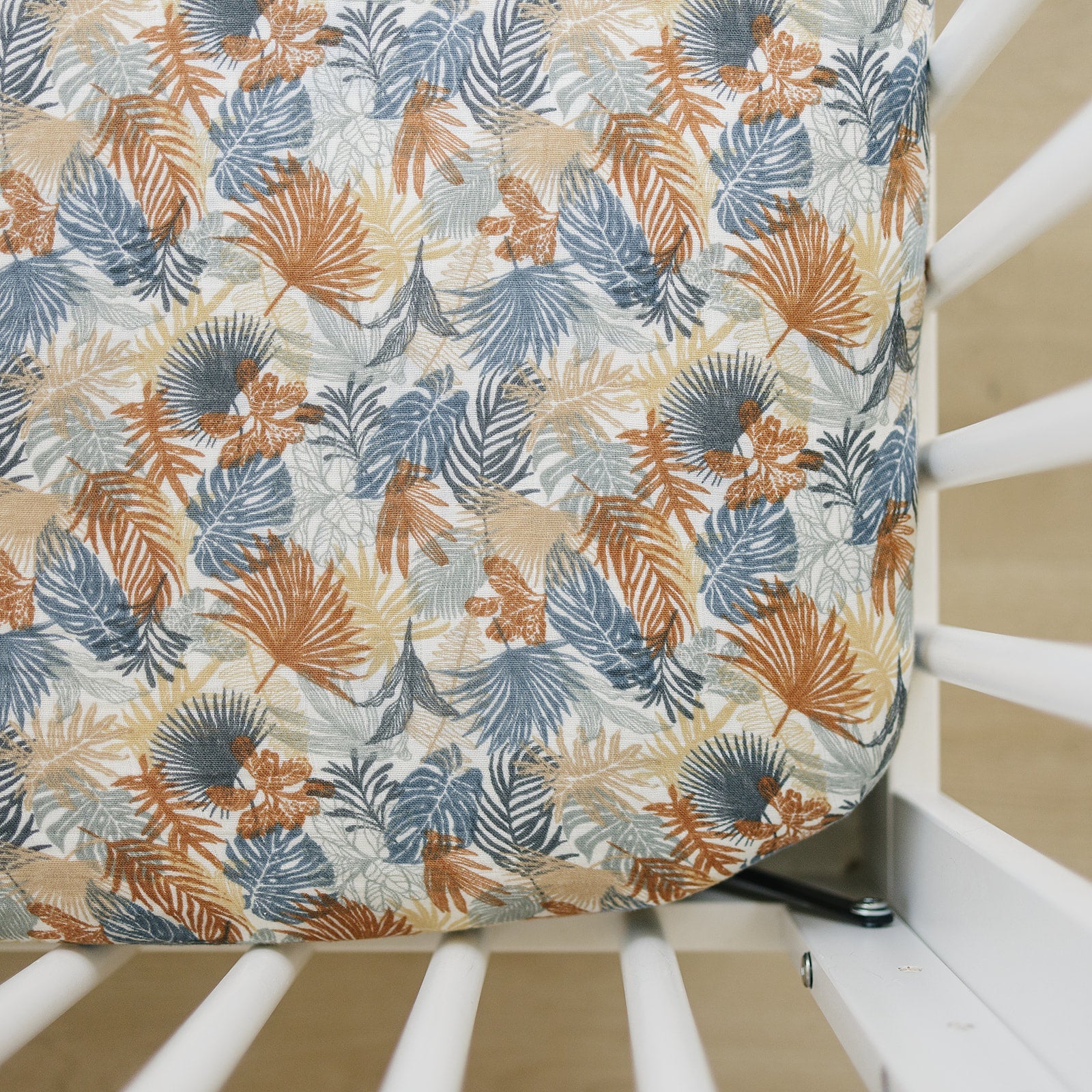 Paradise Palms Muslin Crib Sheet  Mebie Baby