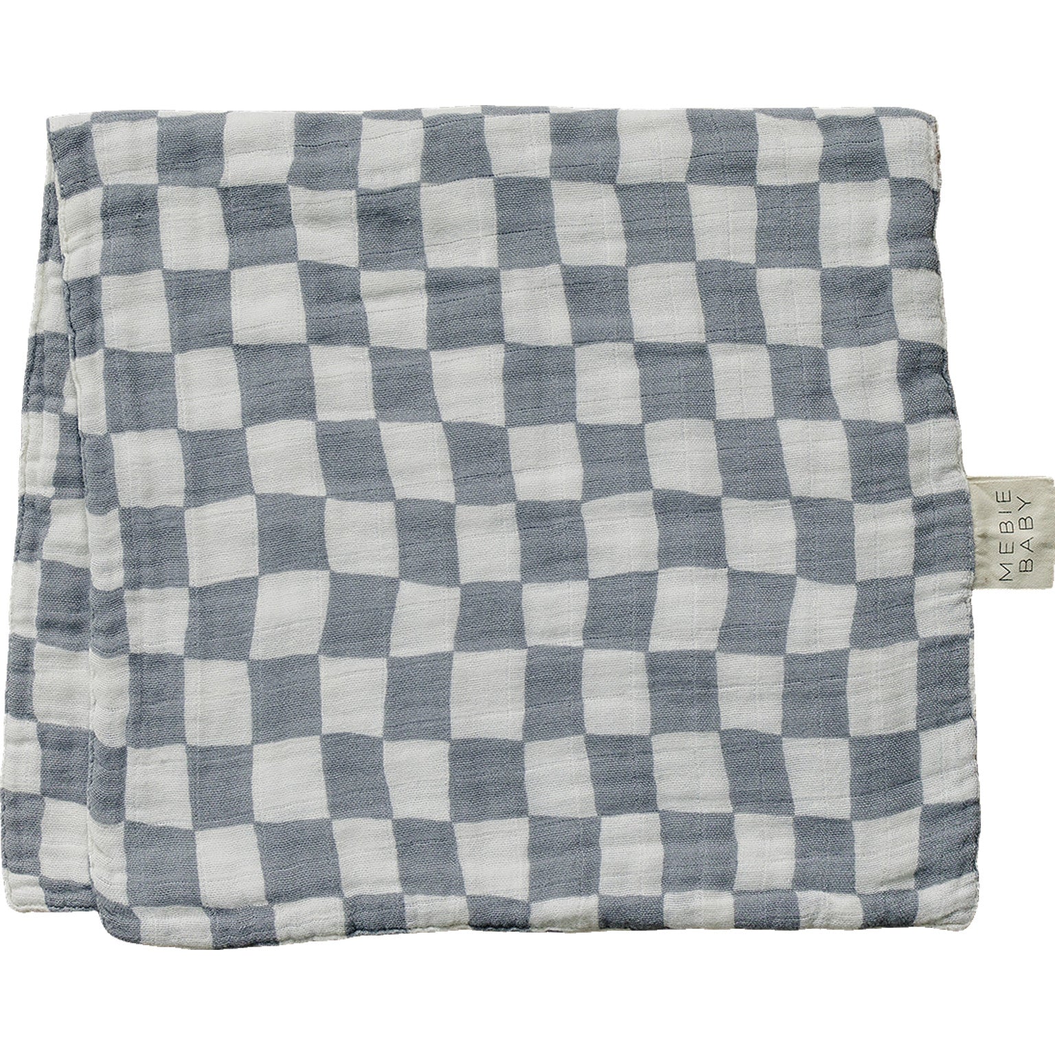 Dusty Blue Wavy Checkered Muslin Burp Cloth Mebie Baby