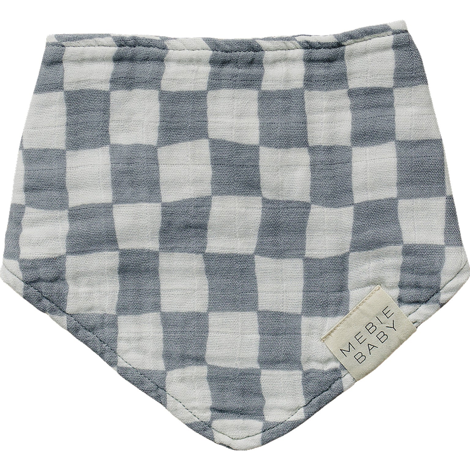 Dusty Blue Wavy Checkered Muslin Bib Mebie Baby