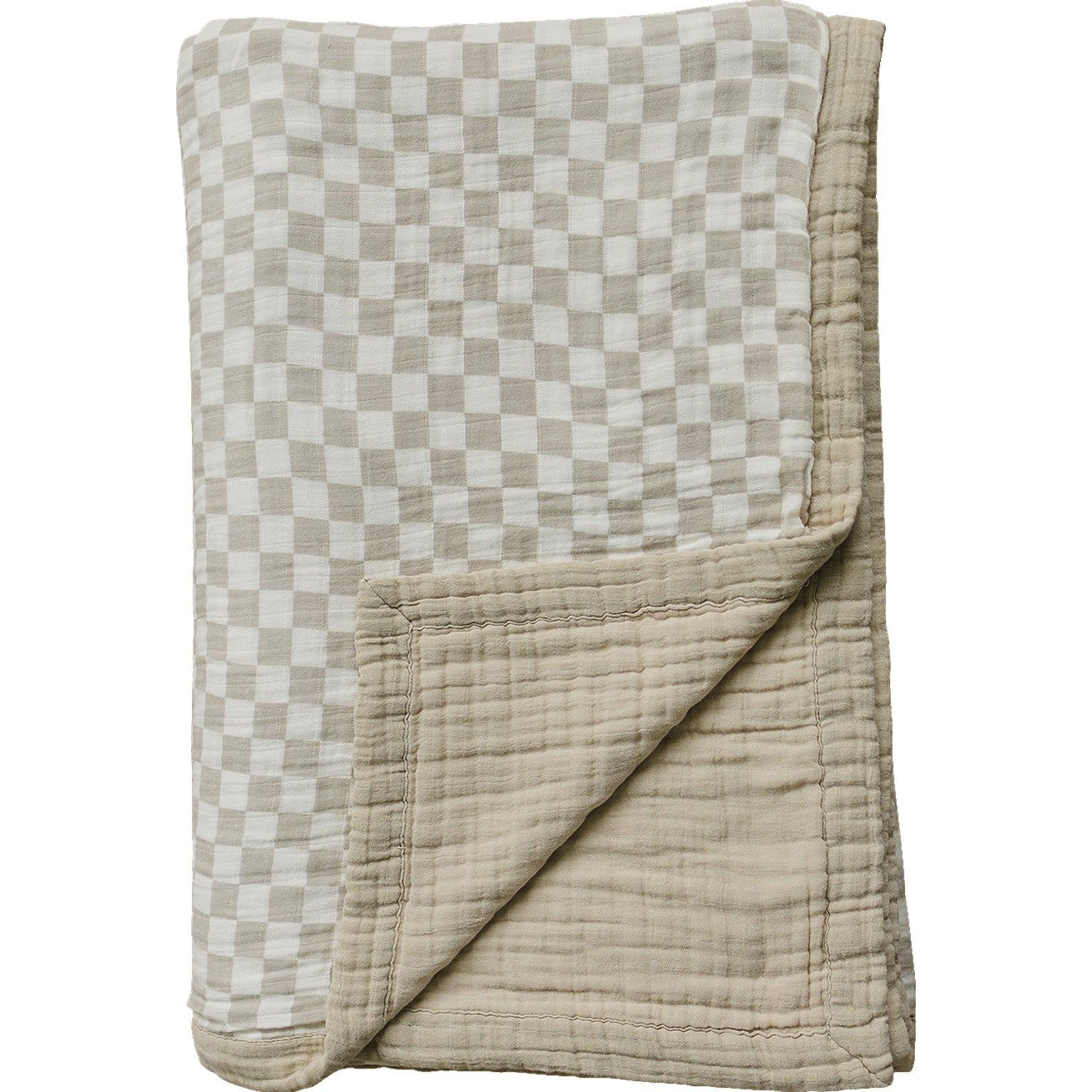 Taupe Checkered Twin Muslin Quilt  Mebie Baby
