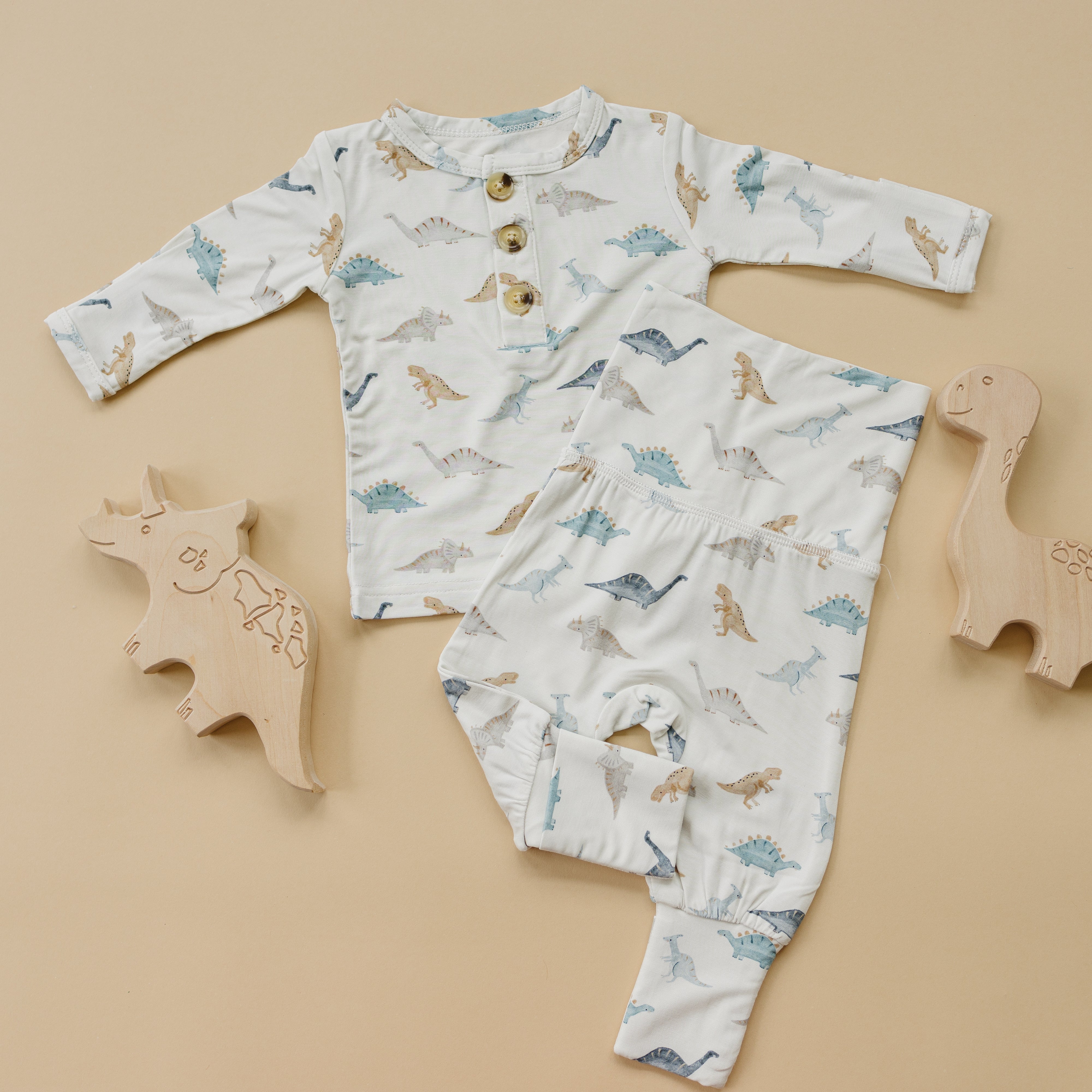 Snugglesaurus 2pc Henley Bamboo Pajamas - Sizes Newborn & Up!