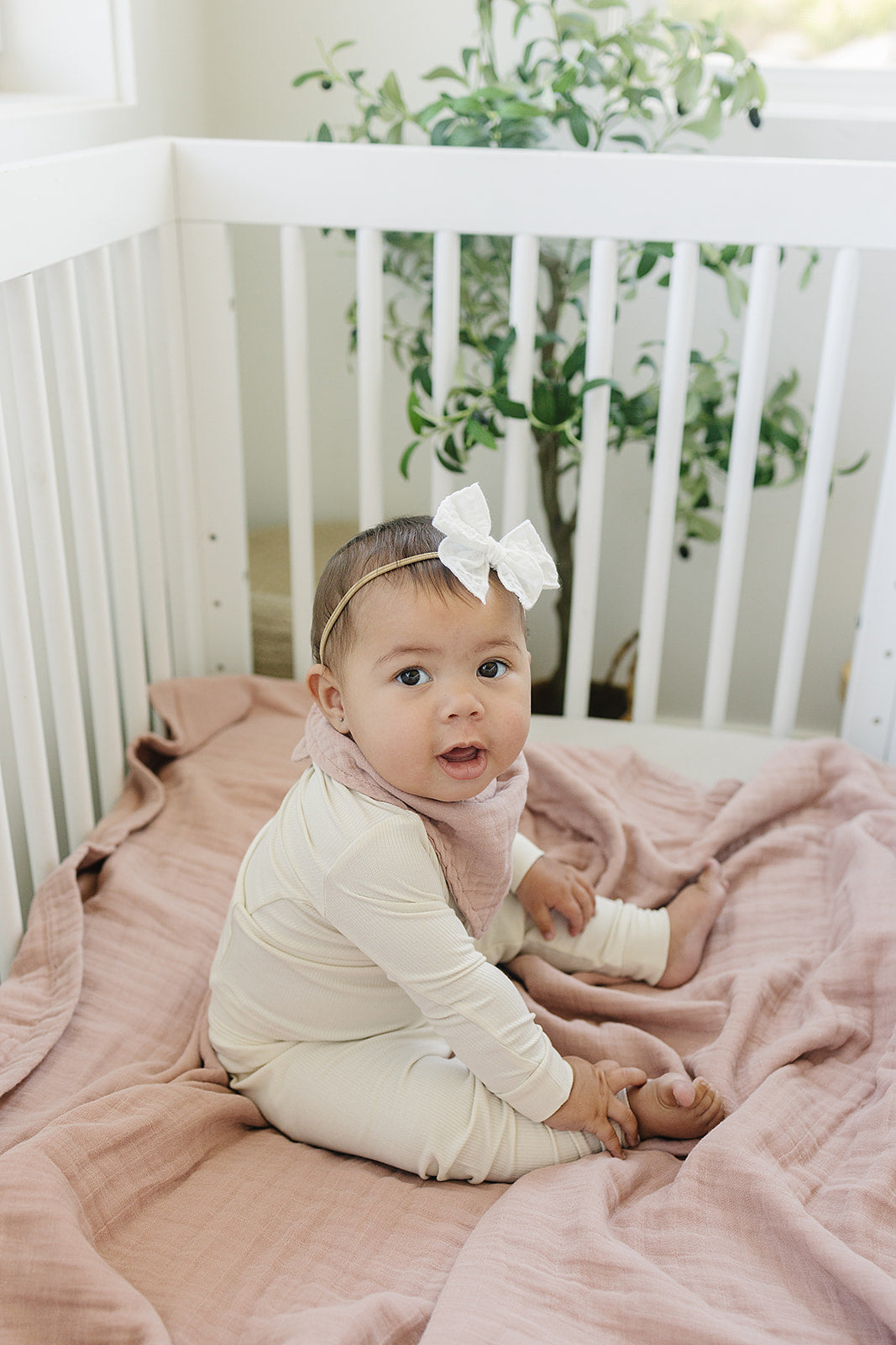 Dusty Rose Muslin Quilt Mebie Baby