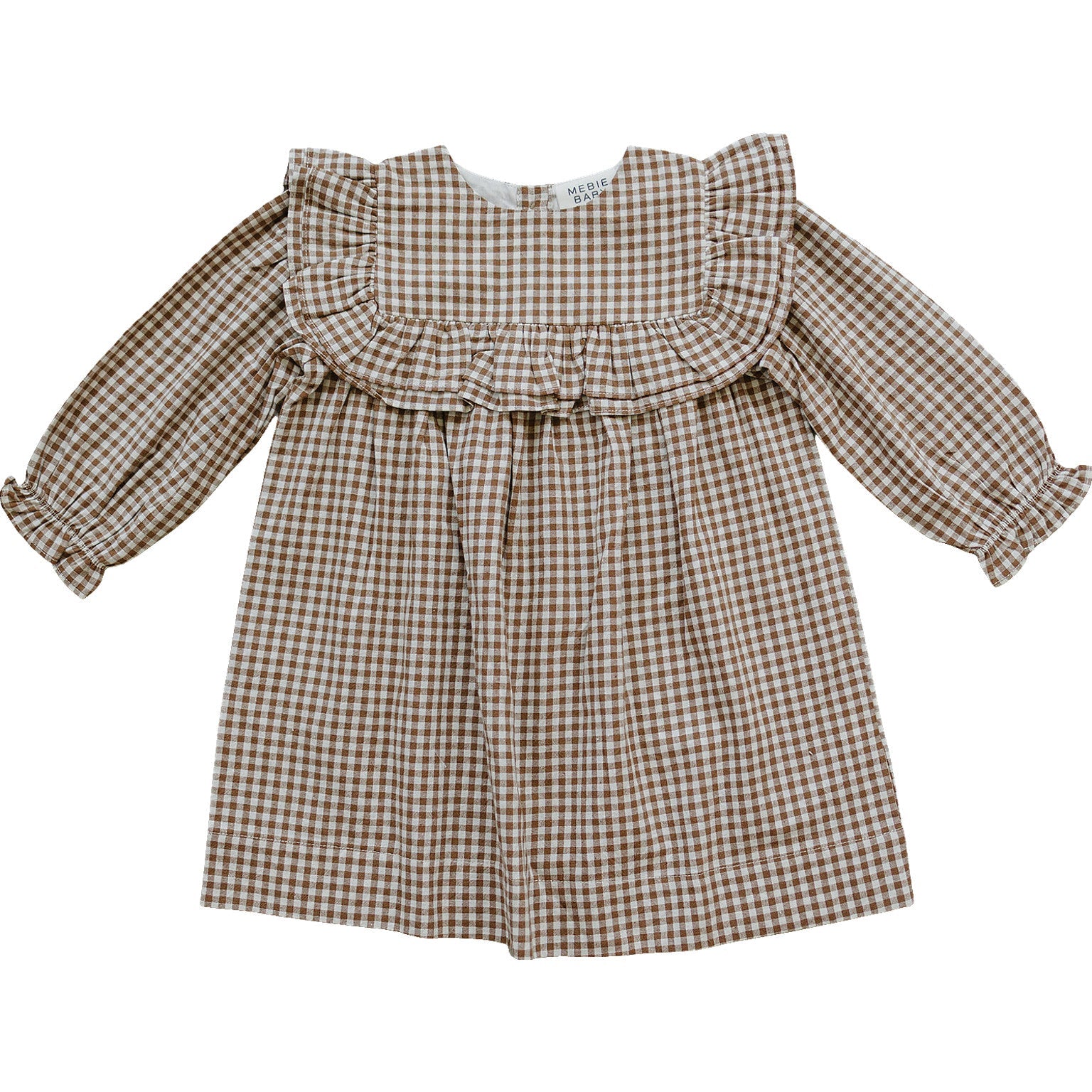 Gauze Gingham Frill Collar Dress