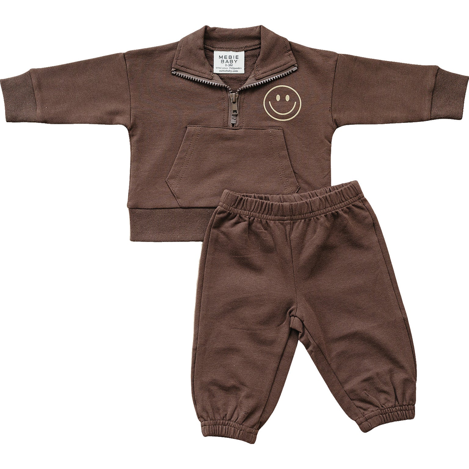 Smiley Face Quarter Zip French Terry Set Mebie Baby