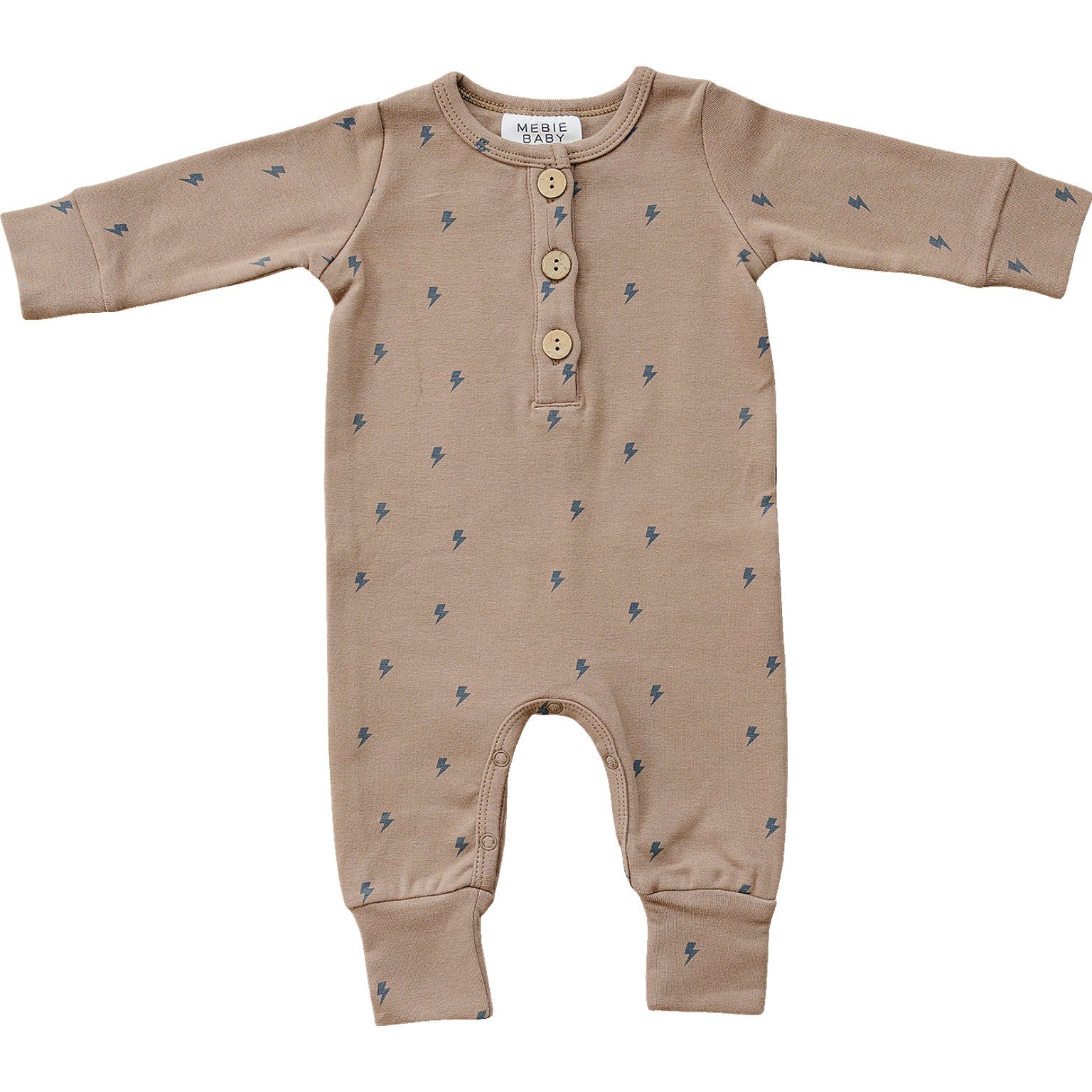 Lightening Bolt Long Sleeve Button Romper Mebie Baby