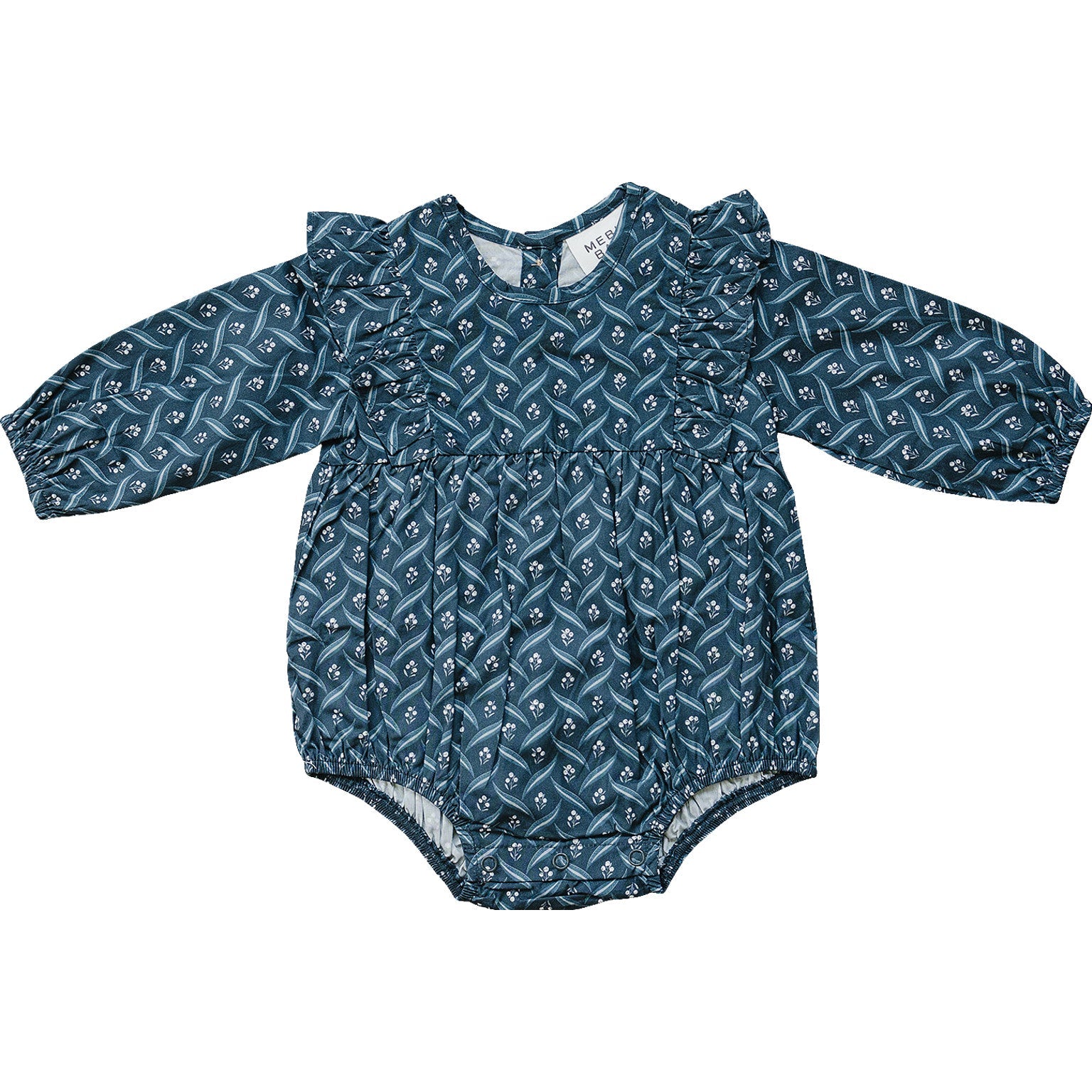 Navy Berry Long Sleeve Ruffle Bubble Romper Mebie Baby