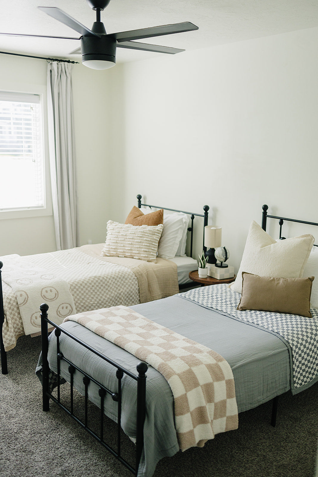 Dusty Blue Wavy Checkered Twin Muslin Quilt Mebie Baby