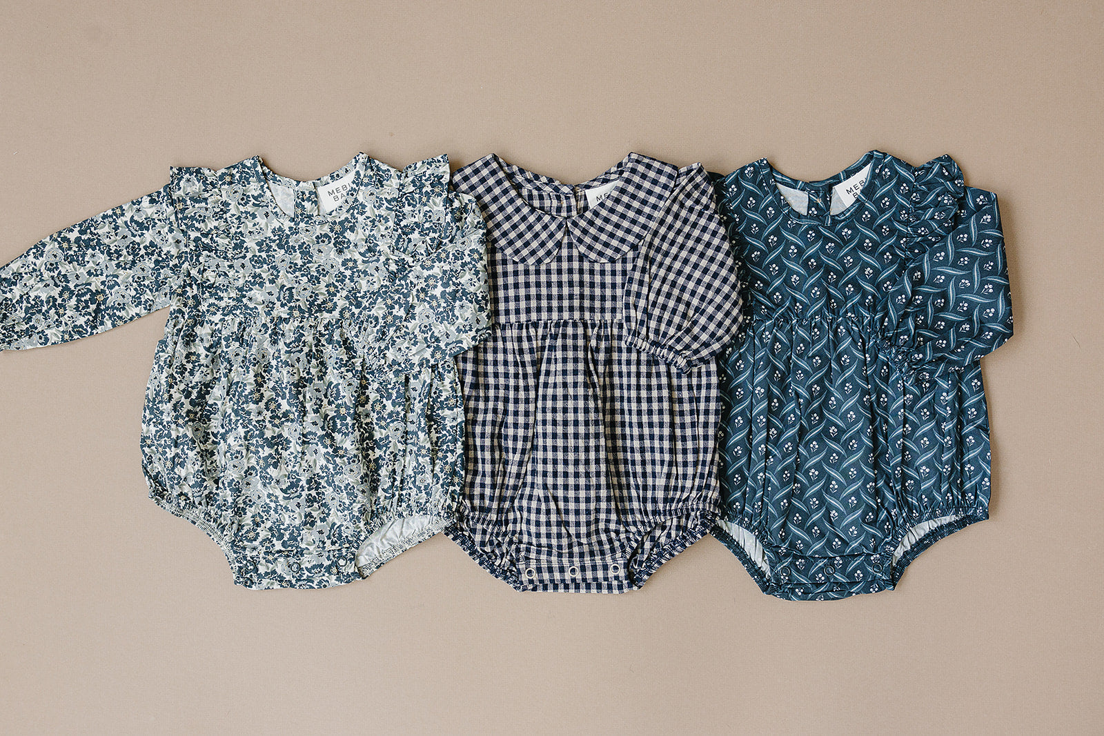 Navy Berry Long Sleeve Ruffle Bubble Romper Mebie Baby