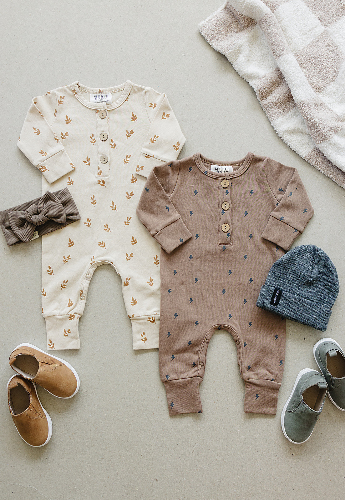 Lightening Bolt Long Sleeve Button Romper Mebie Baby