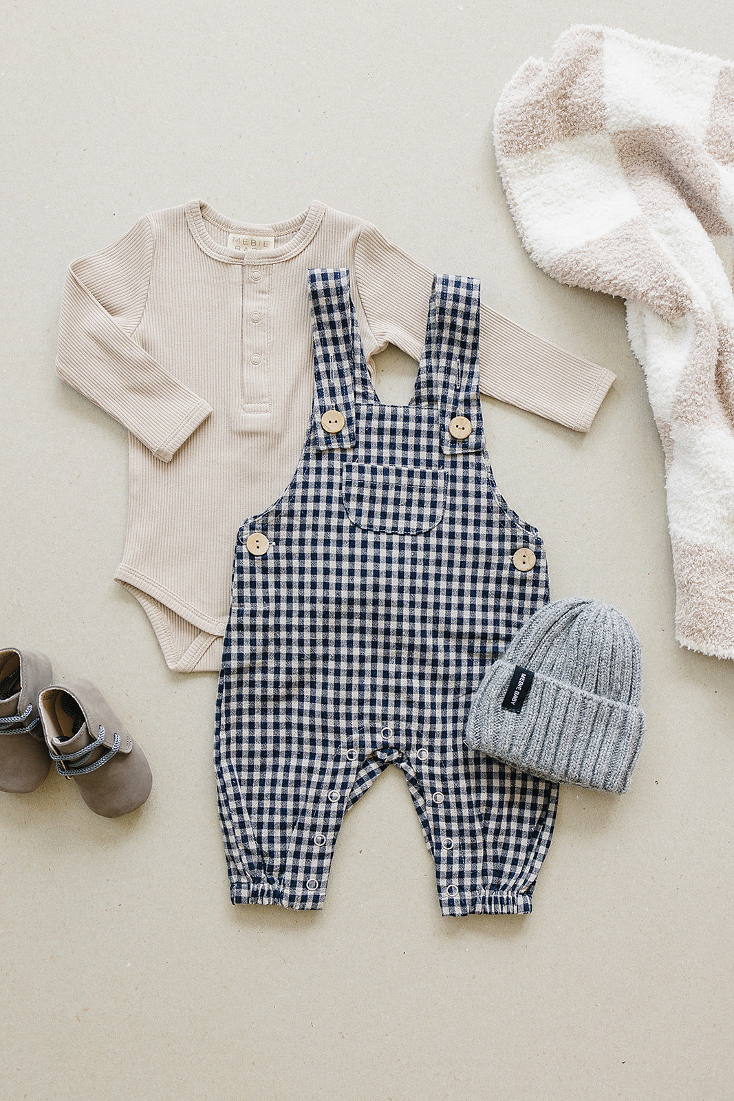 Gingham Linen Overalls Mebie Baby