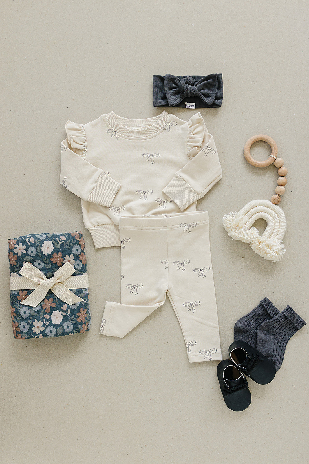 Ribbon Ruffle French Terry Set Mebie Baby
