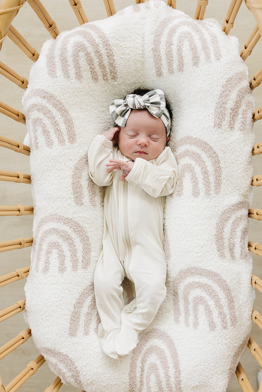 Light Green Checkered Bamboo Head Wrap  Mebie Baby