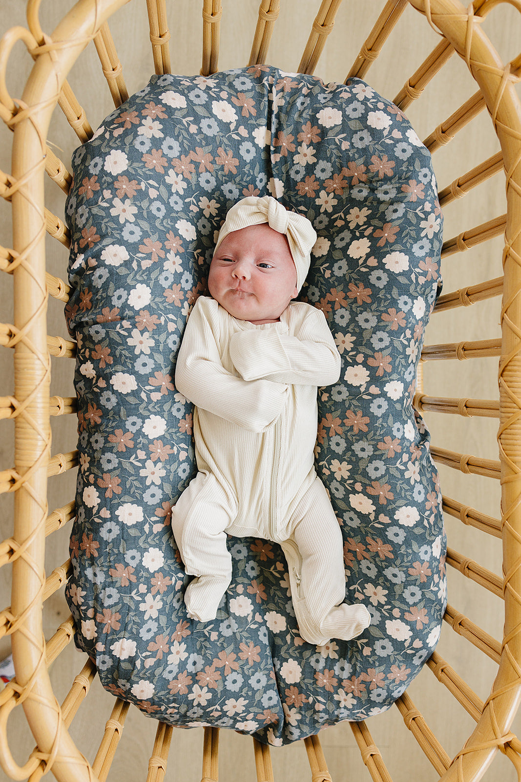 Cream Ribbed Bamboo Head Wrap Mebie Baby