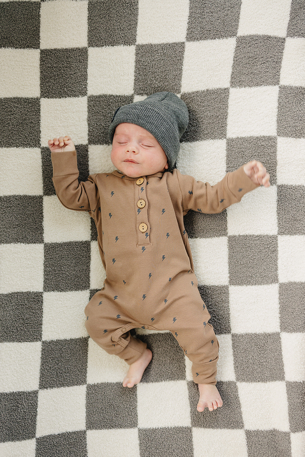 Lightening Bolt Long Sleeve Button Romper Mebie Baby