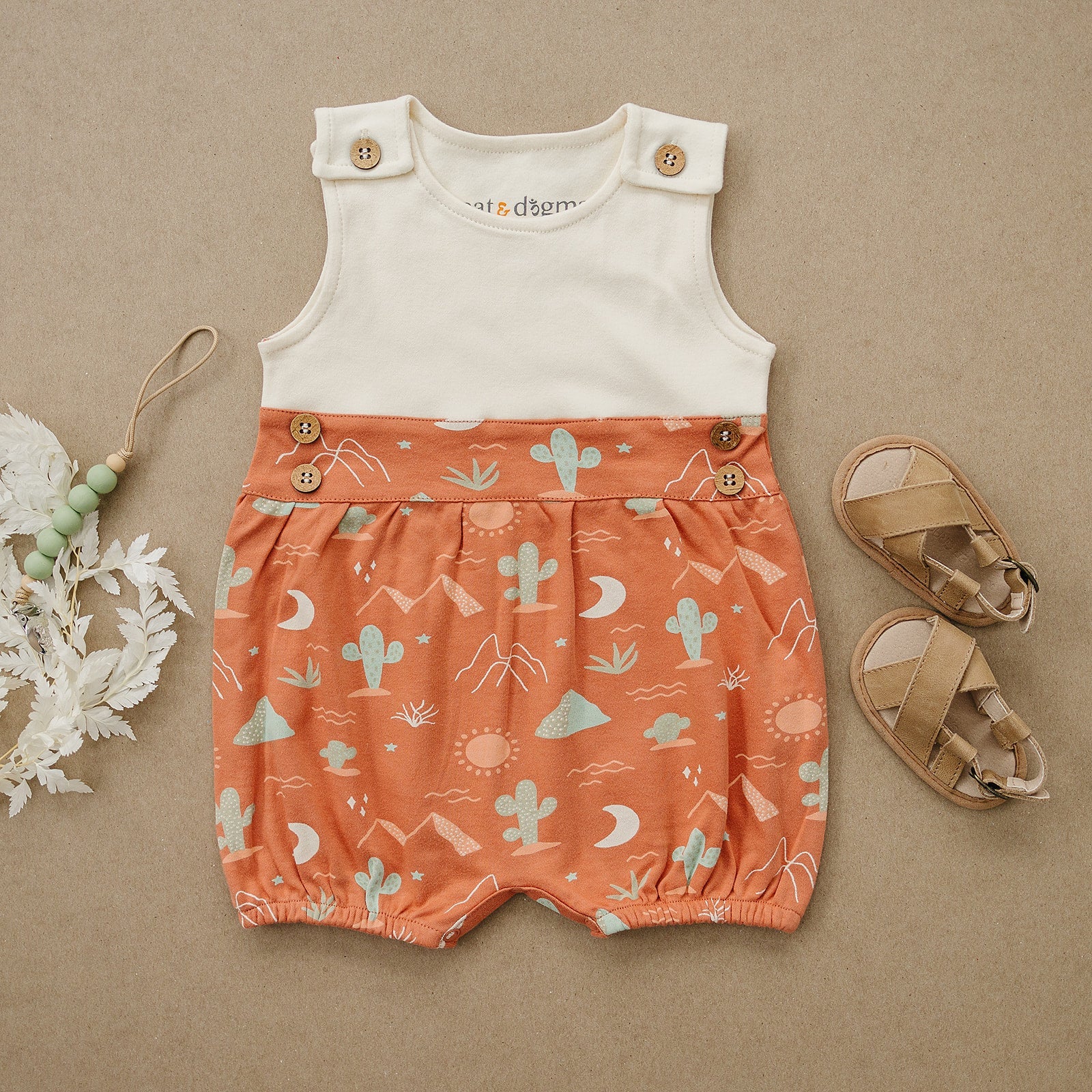 GOTS Certified Organic Cotton Bubble Romper - Desert