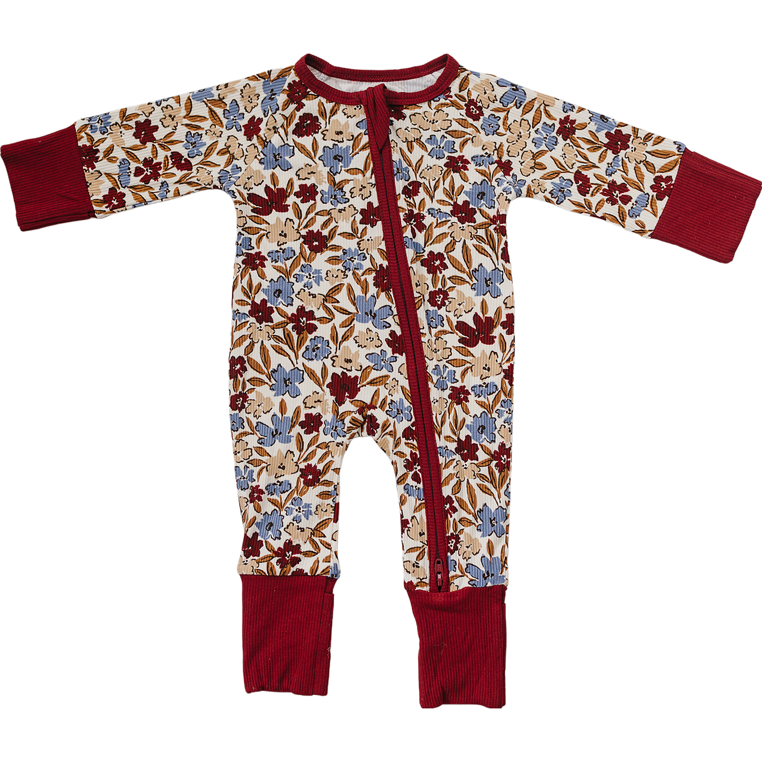 Desert Floral Ribbed Bamboo Zipper