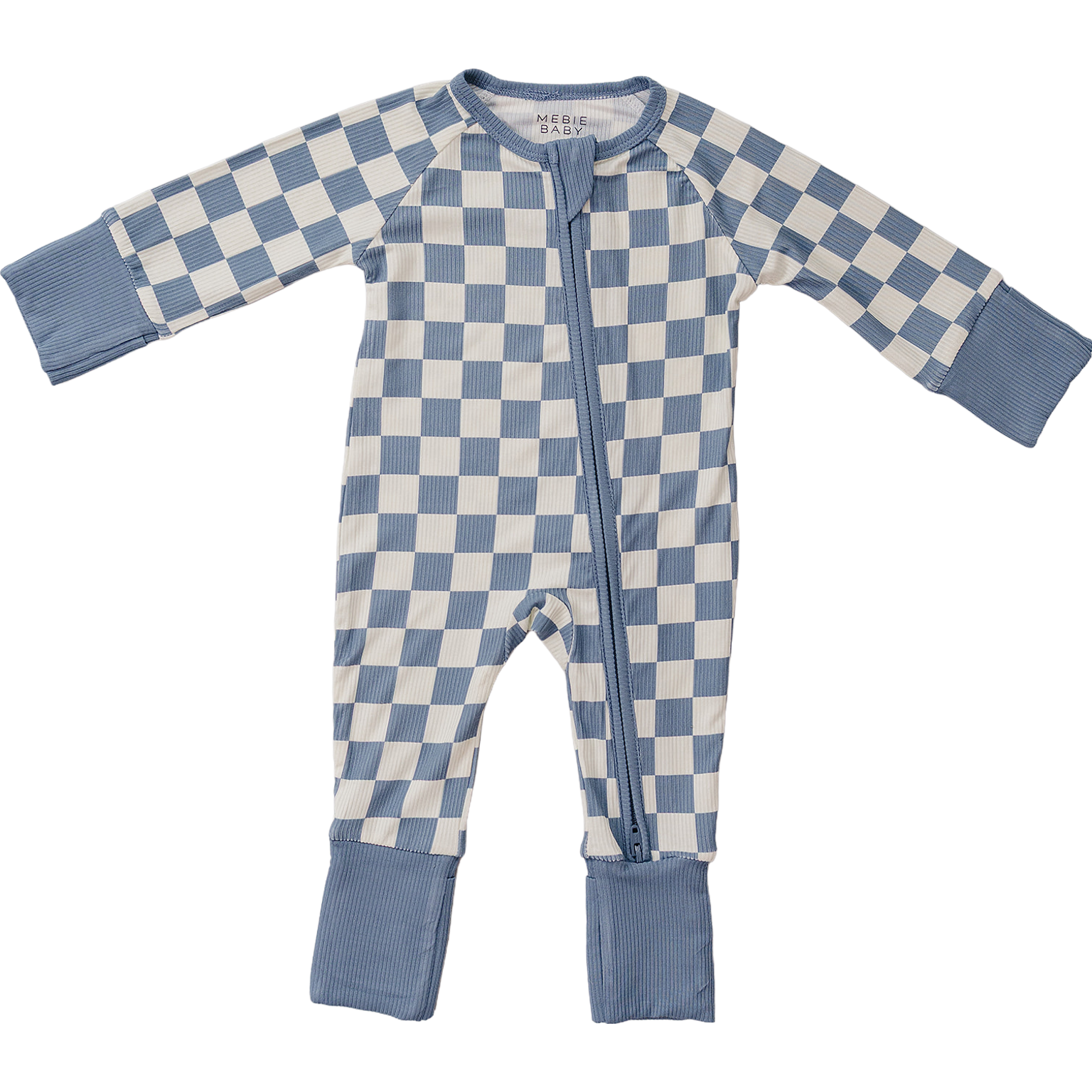 Blue Checkered Bamboo Zipper