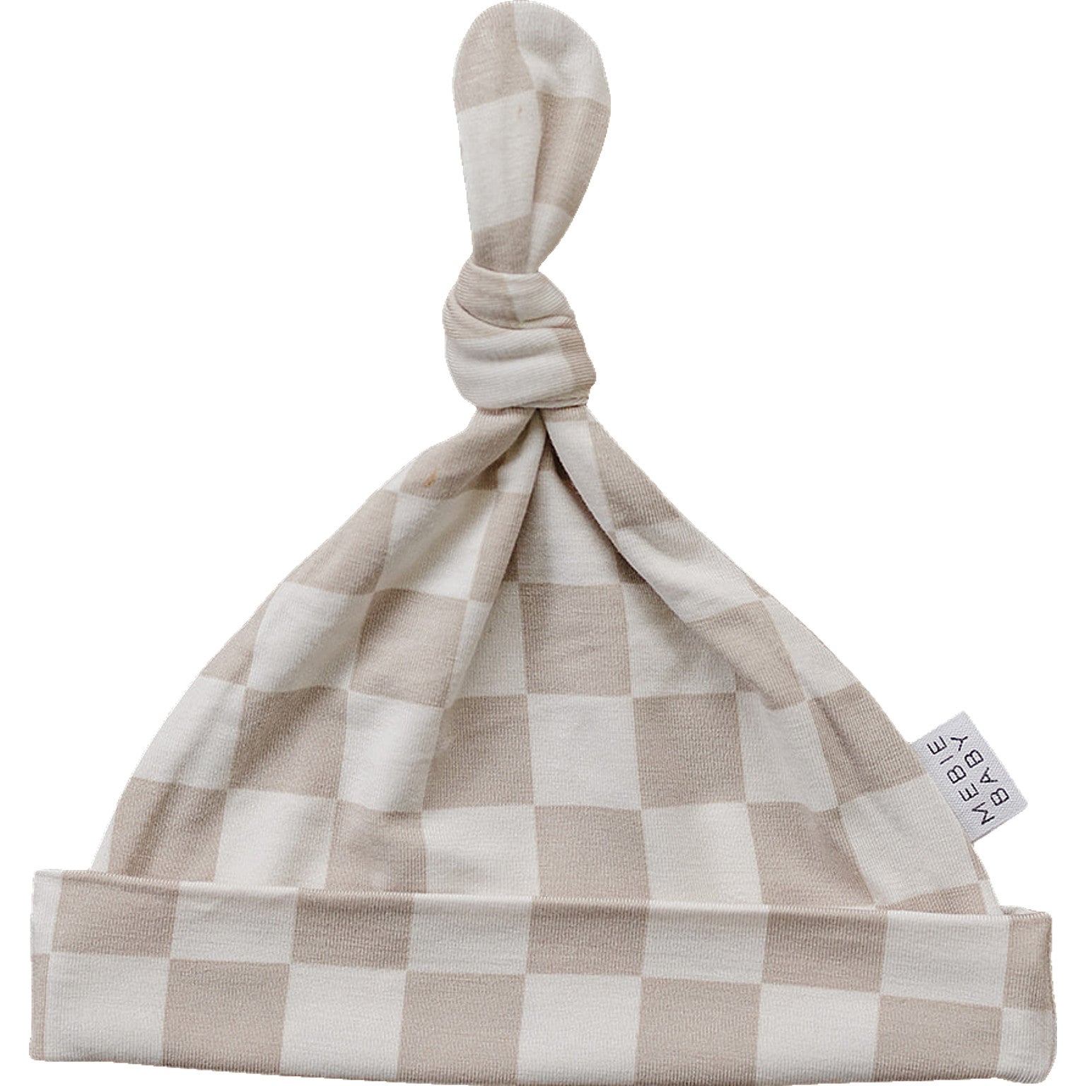 Taupe Checkered Bamboo Newborn Knot Hat Mebie Baby