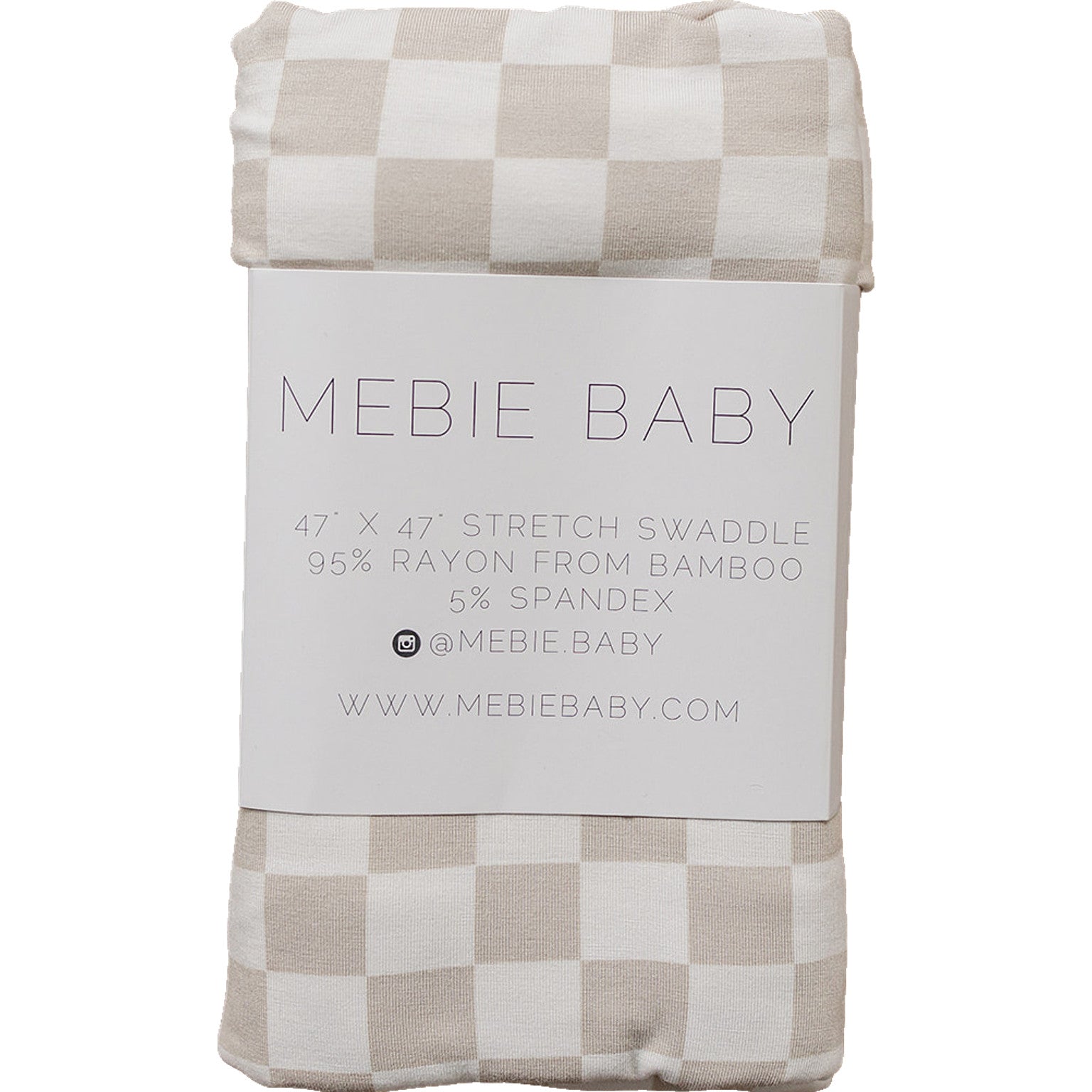 Taupe Checkered Bamboo Stretch Swaddle Mebie Baby