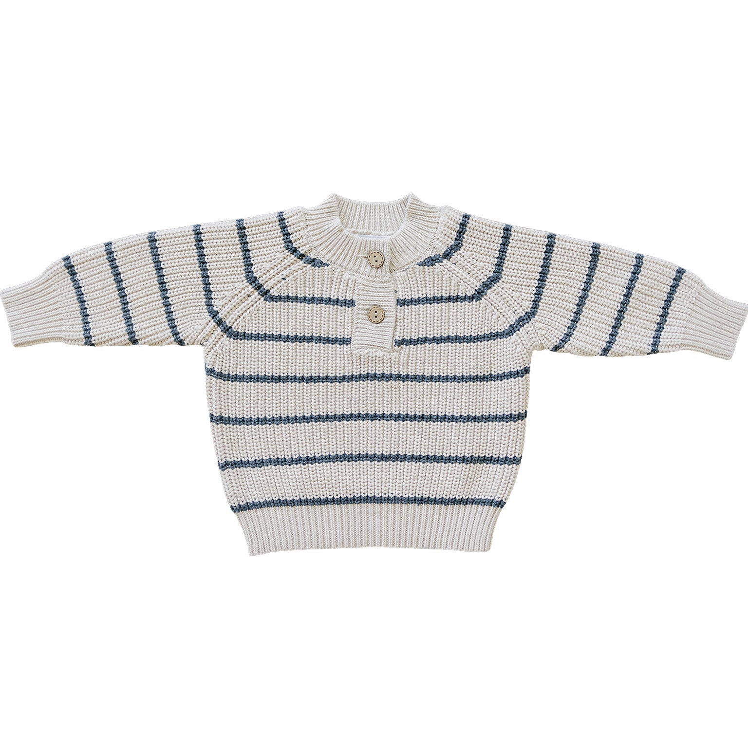 Charcoal Stripe Button Knit Sweater Mebie Baby