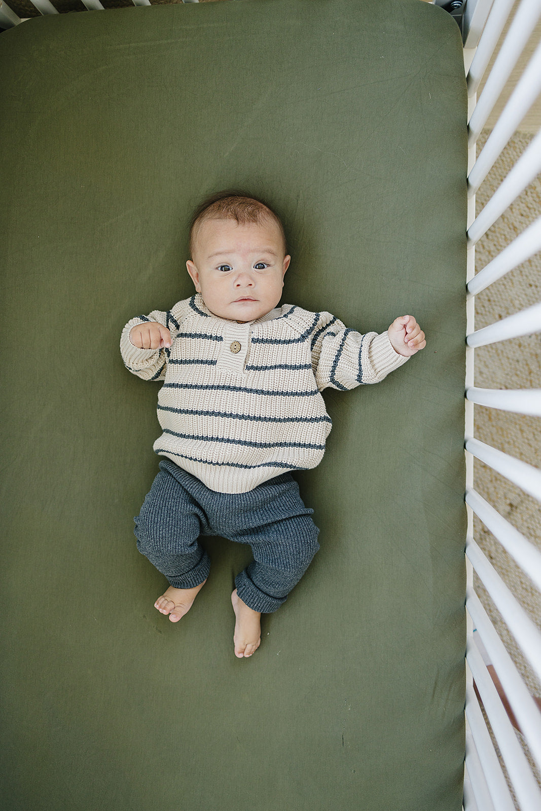 Charcoal Stripe Button Knit Sweater Mebie Baby