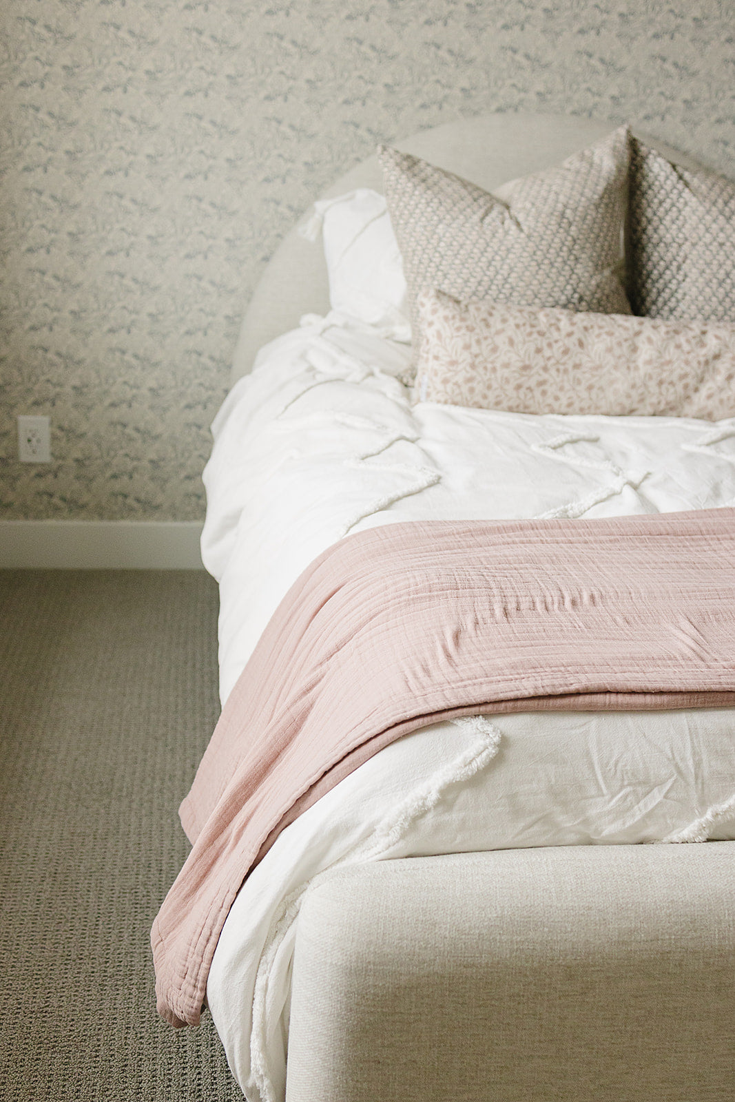 Meadow Floral + Dusty Rose Twin Muslin Quilt  Mebie Baby