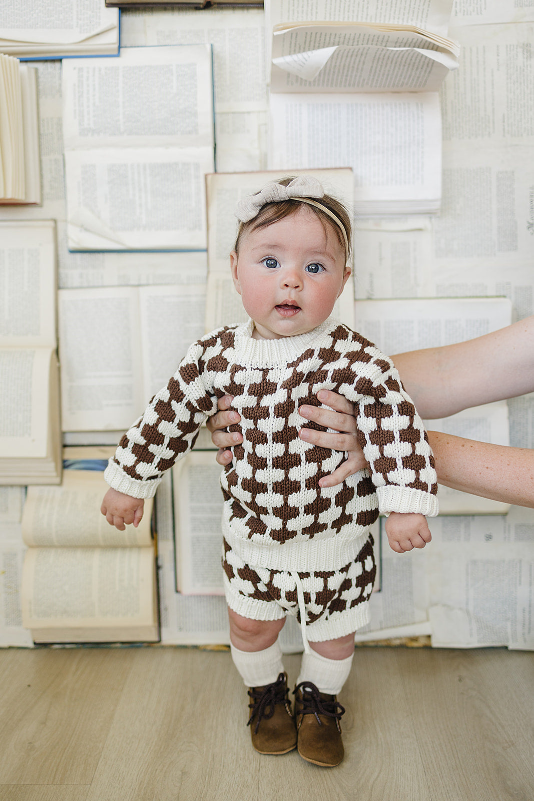 Brown + Cream Knit Sweater Mebie Baby