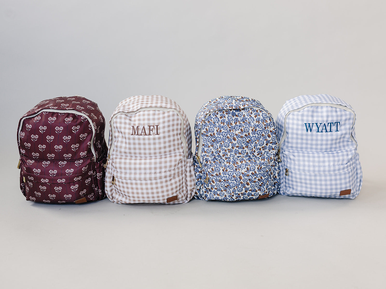 Tan Gingham Mini Backpack