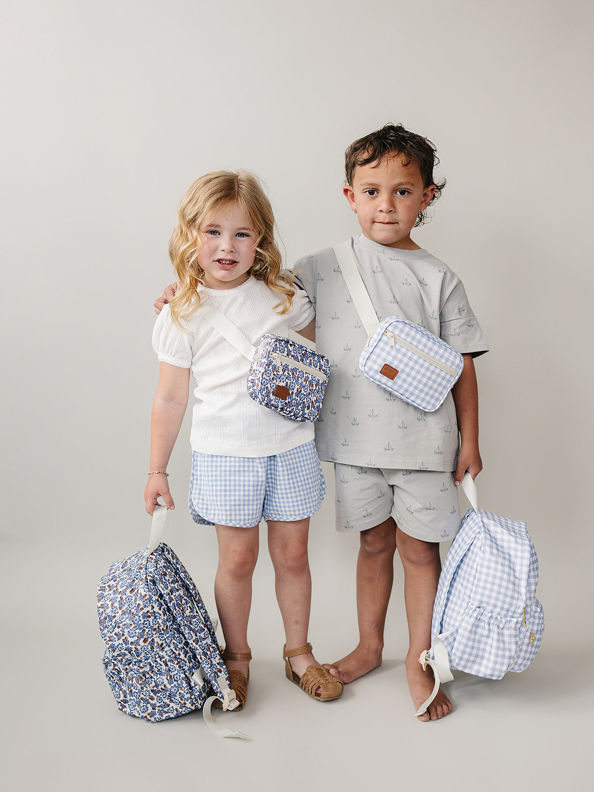 Blue Gingham Mini Backpack