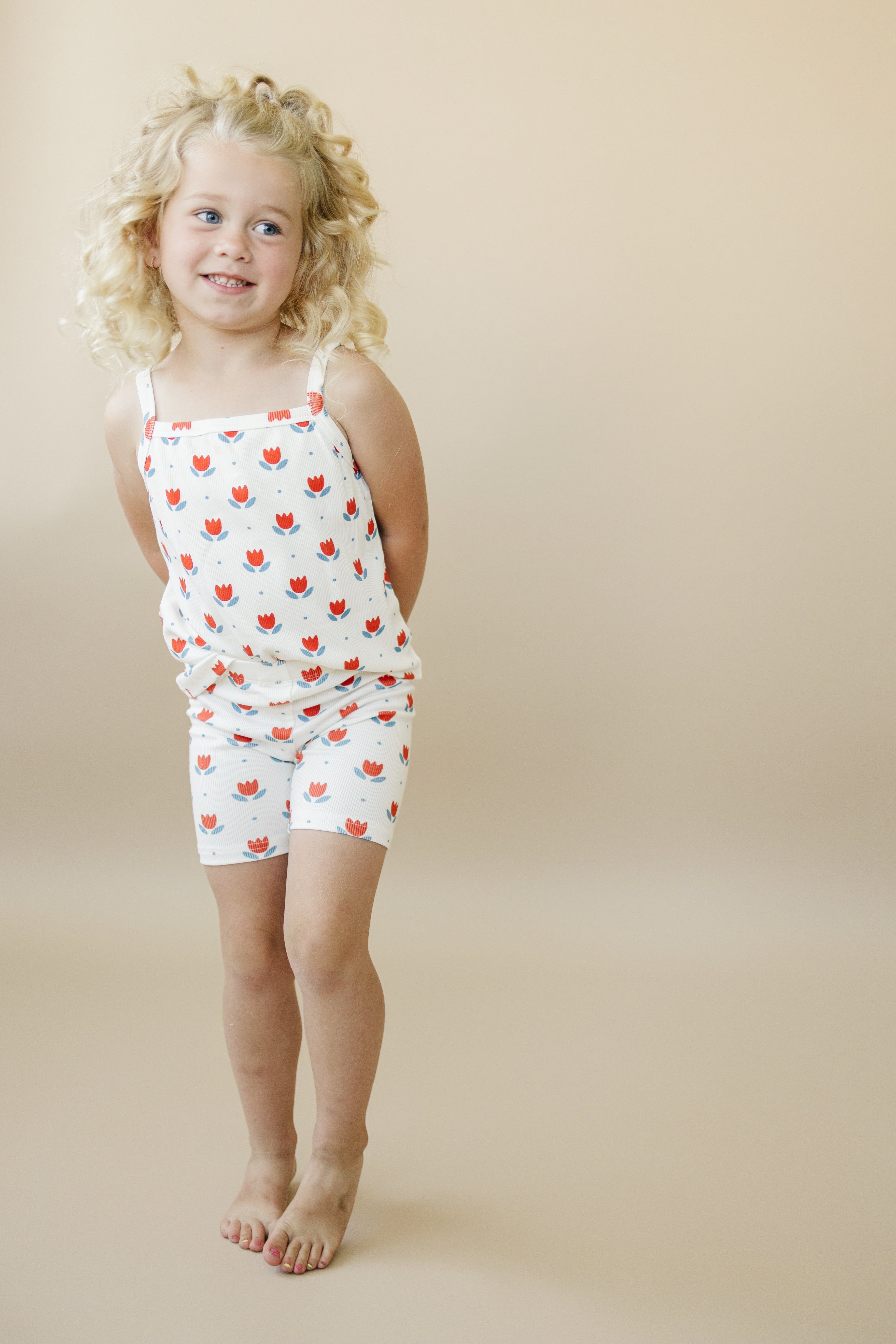 Red White & Blue Tulip Ribbed Bamboo 2pc Tank Set