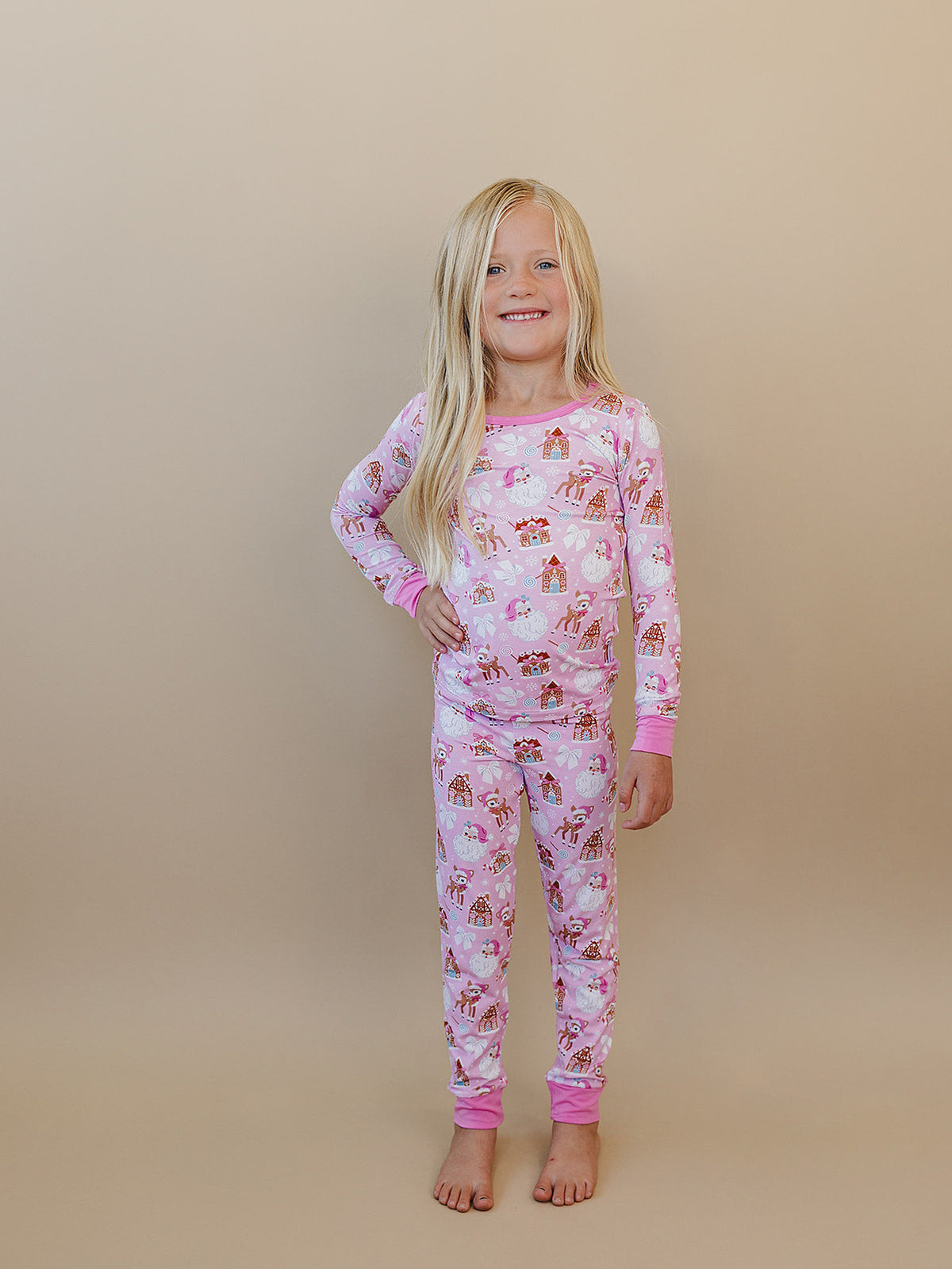 Bamboo Two Piece Set | Pink Christmas