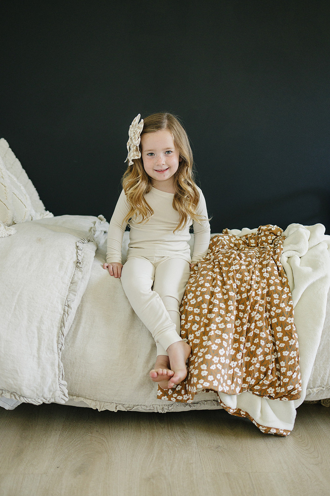 Mustard Floral Bamboo Fleece Quilt Mebie Baby