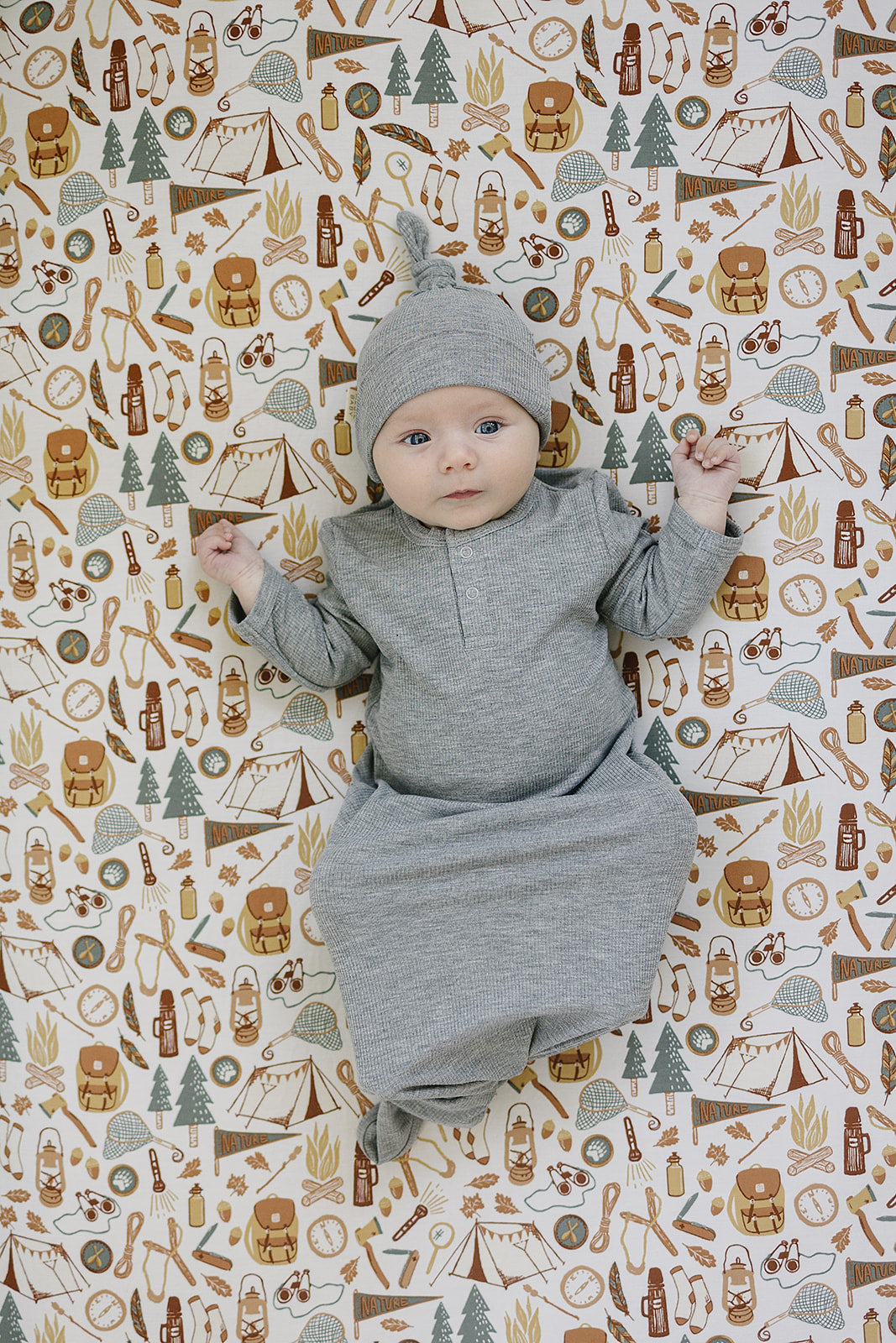 Heather Grey Ribbed Bamboo Knot Gown Mebie Baby